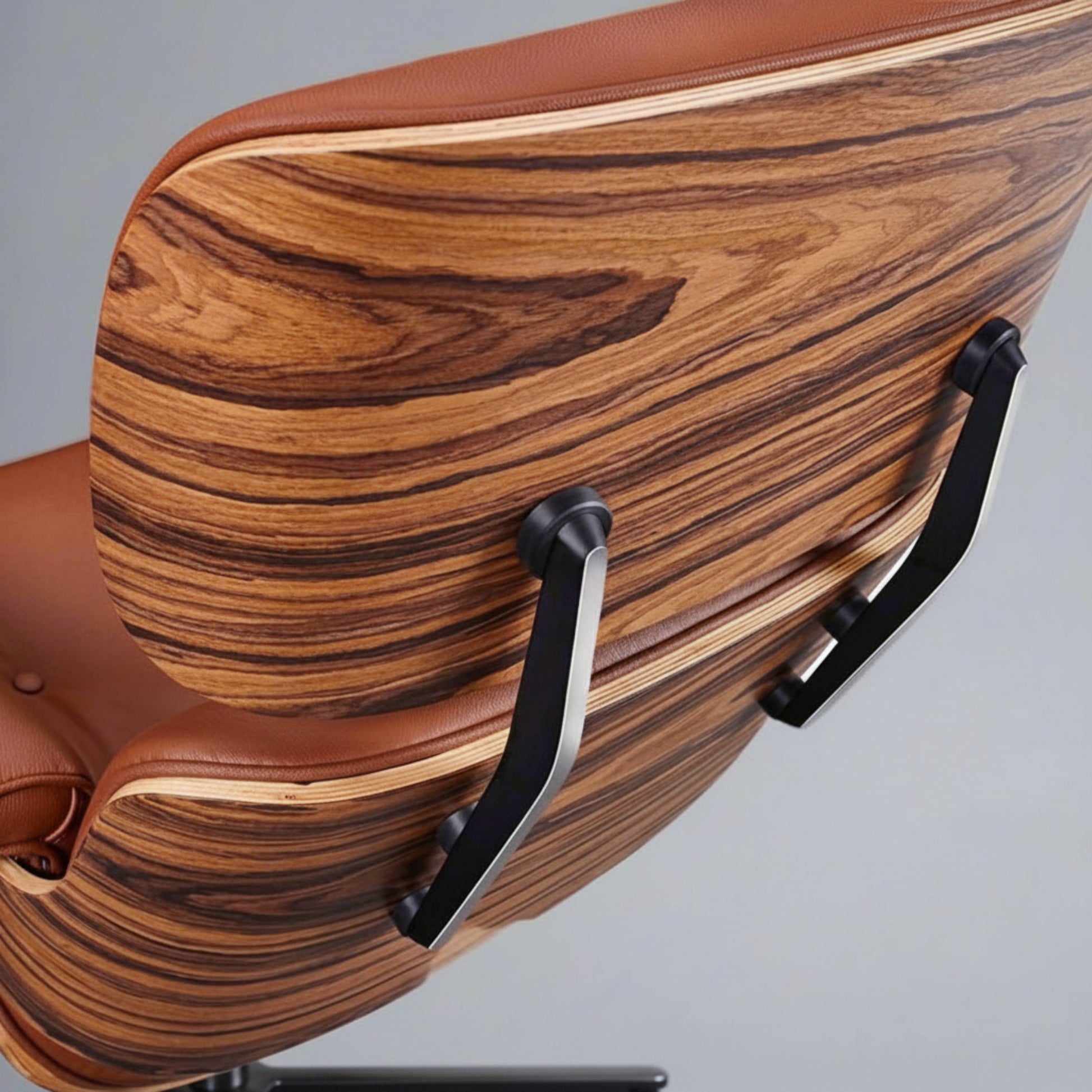 Charles Eames Inspired Iconic Style Lounge Chair & Ottoman - Rosewood & Tan Brown - Aura Furnitures