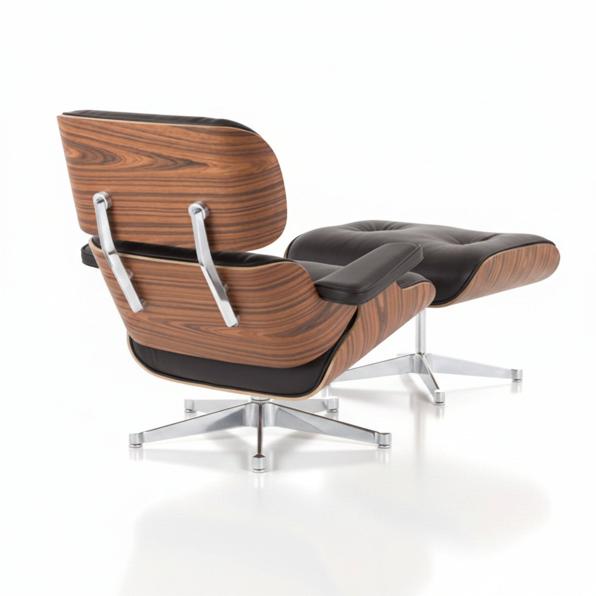 Charles Eames Inspired Iconic Style Lounge Chair & Ottoman - Rosewood & Tan Brown - Aura Furnitures
