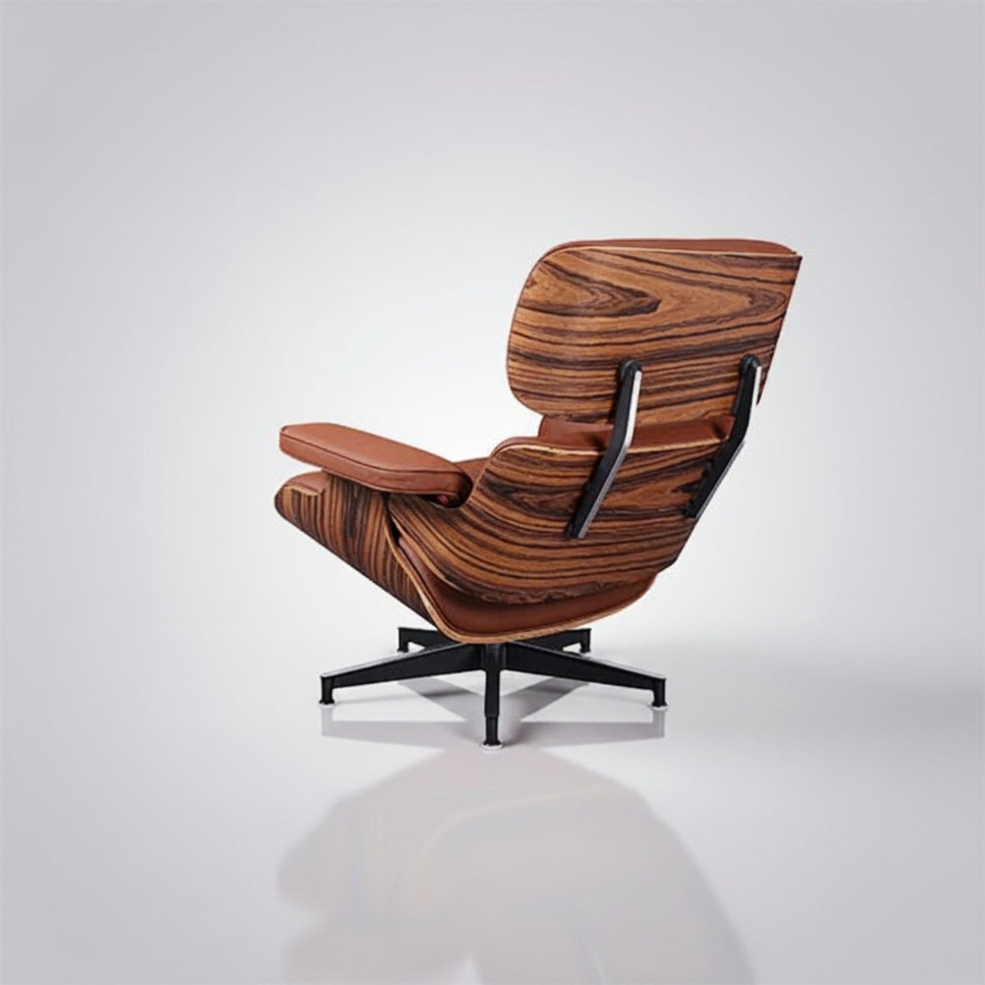 Charles Eames Inspired Iconic Style Lounge Chair & Ottoman - Rosewood & Tan Brown - Aura Furnitures
