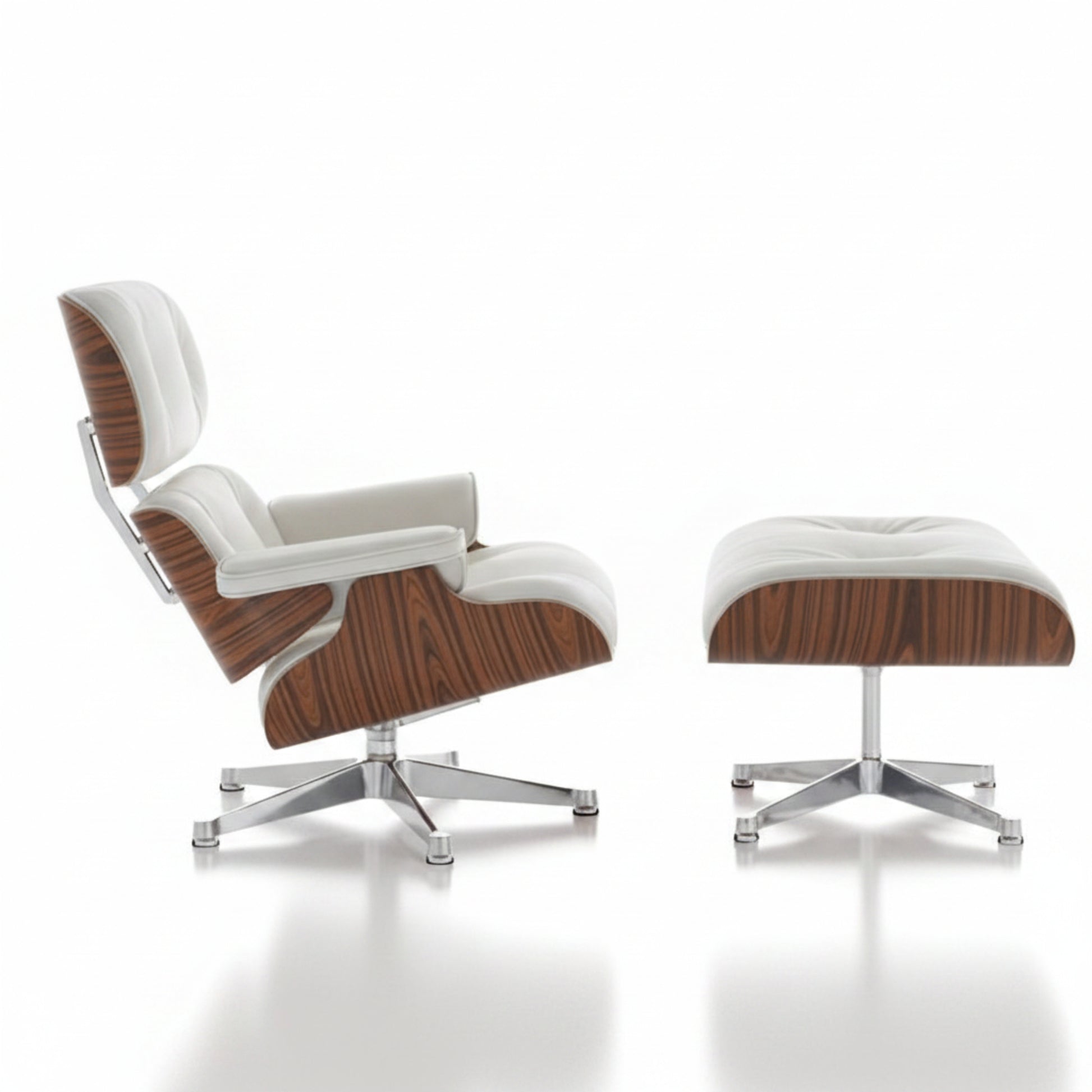 Charles Eames Inspired Iconic Style Lounge Chair & Ottoman - Rosewood & Tan Brown - Aura Furnitures