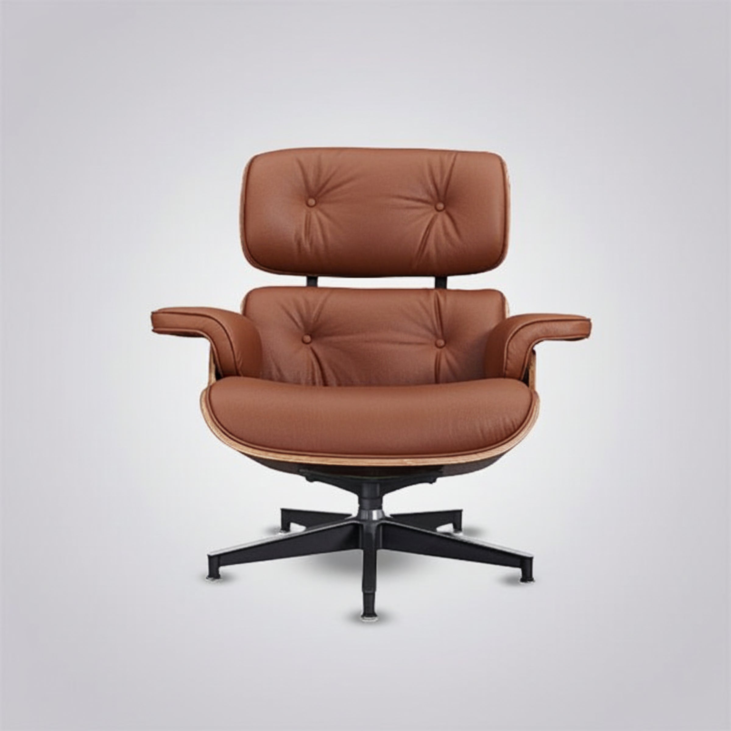 Charles Eames Inspired Iconic Style Lounge Chair & Ottoman - Rosewood & Tan Brown - Aura Furnitures