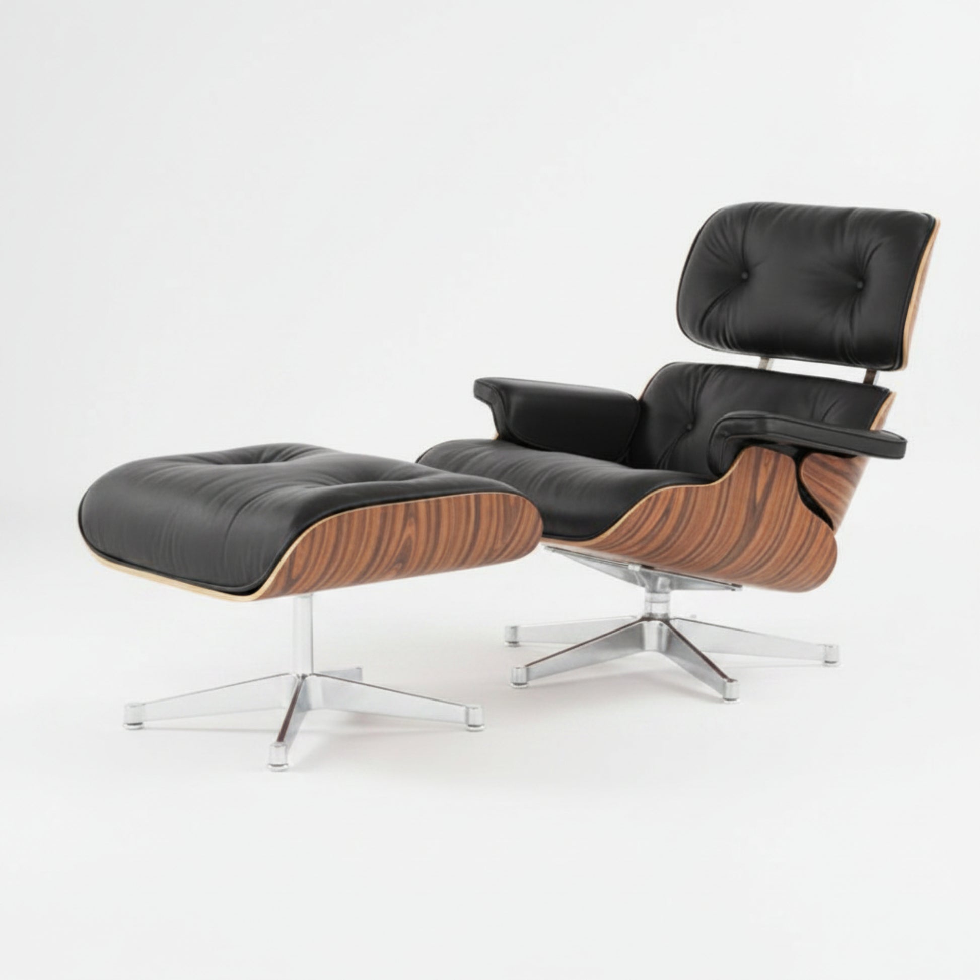 Charles Eames Inspired Iconic Style Lounge Chair & Ottoman - Rosewood & Tan Brown - Aura Furnitures
