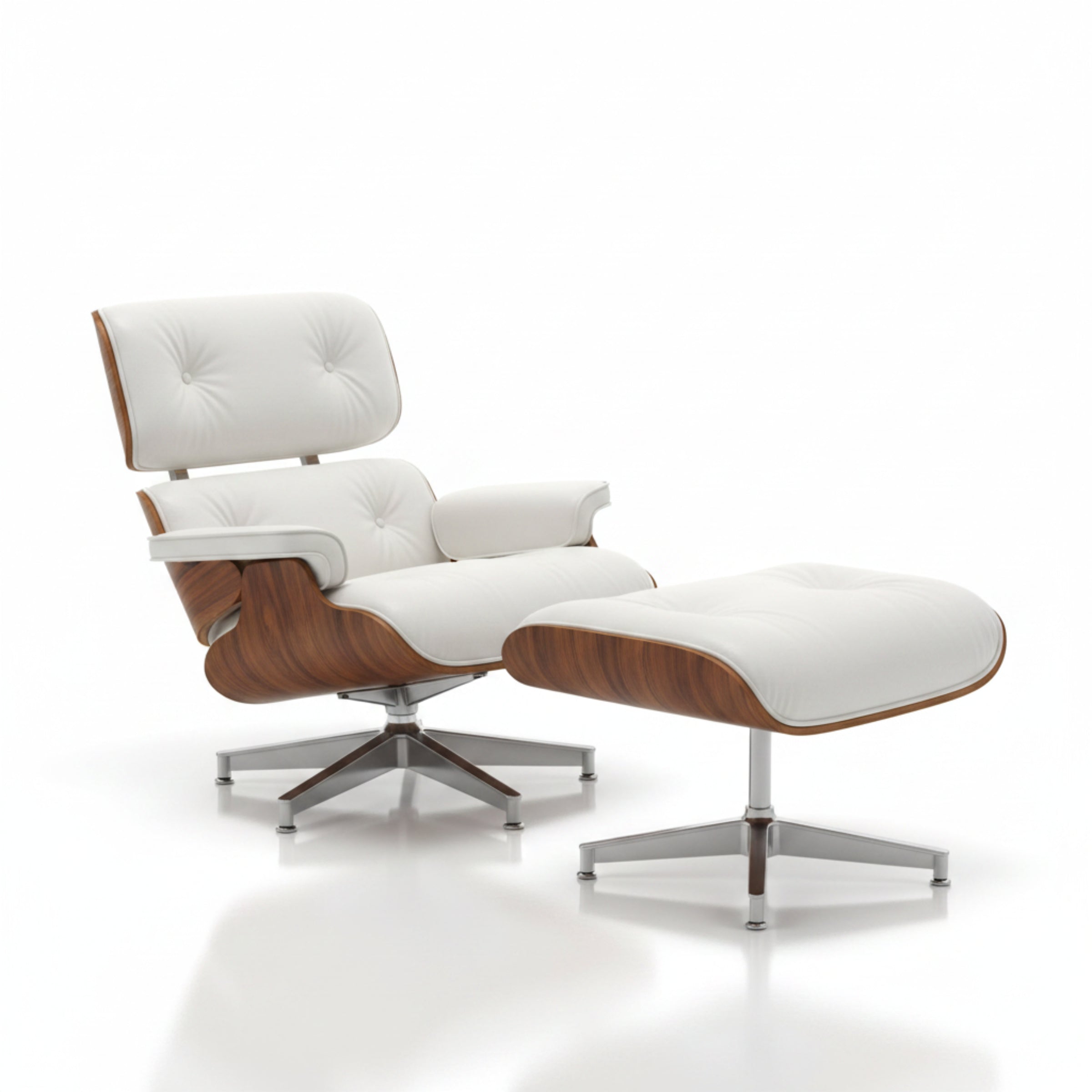 Charles Eames Inspired Iconic Style Lounge Chair & Ottoman - Rosewood & Tan Brown - Aura Furnitures