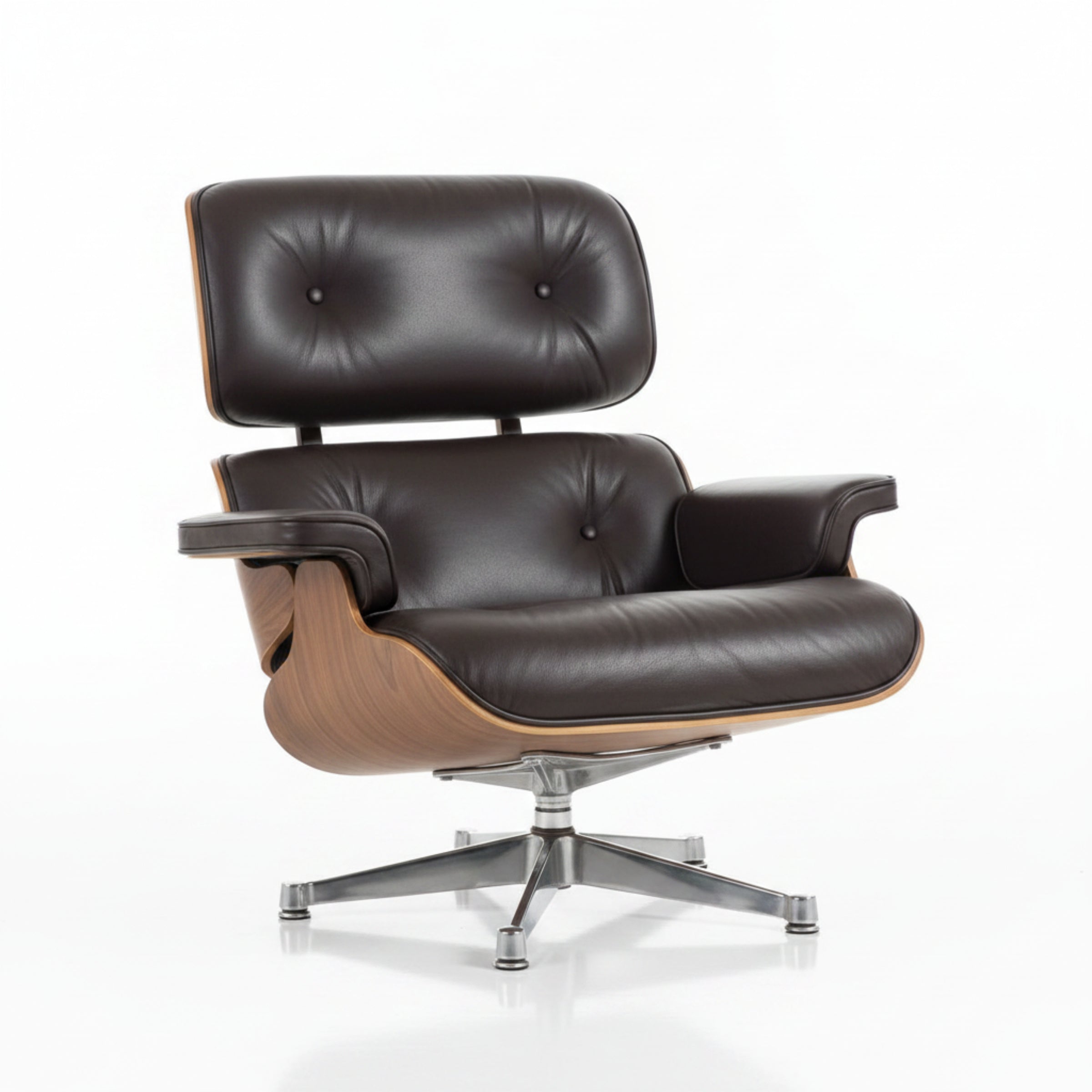 Charles Eames Inspired Iconic Style Lounge Chair & Ottoman - Rosewood & Tan Brown - Aura Furnitures
