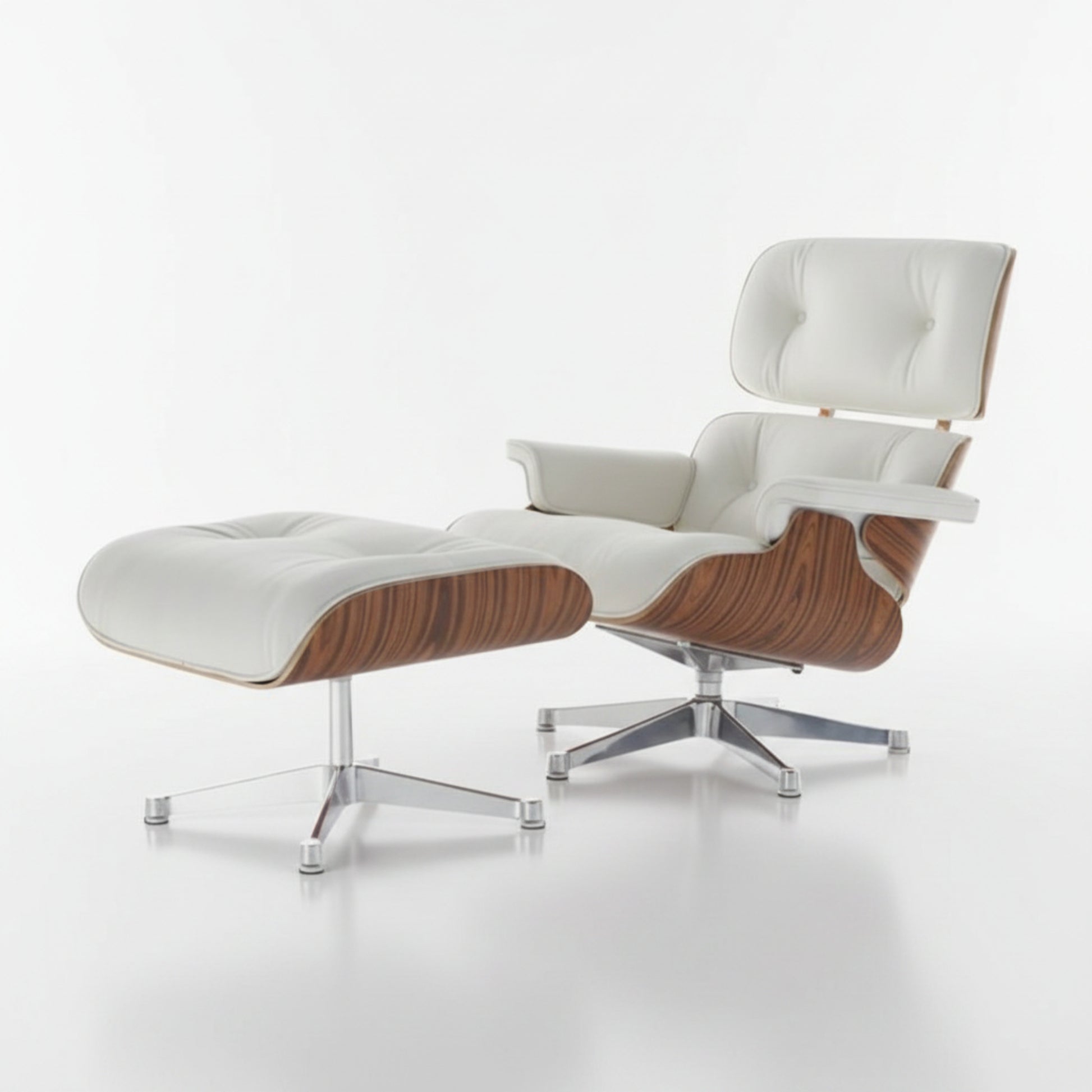 Charles Eames Inspired Iconic Style Lounge Chair & Ottoman - Rosewood & Tan Brown - Aura Furnitures