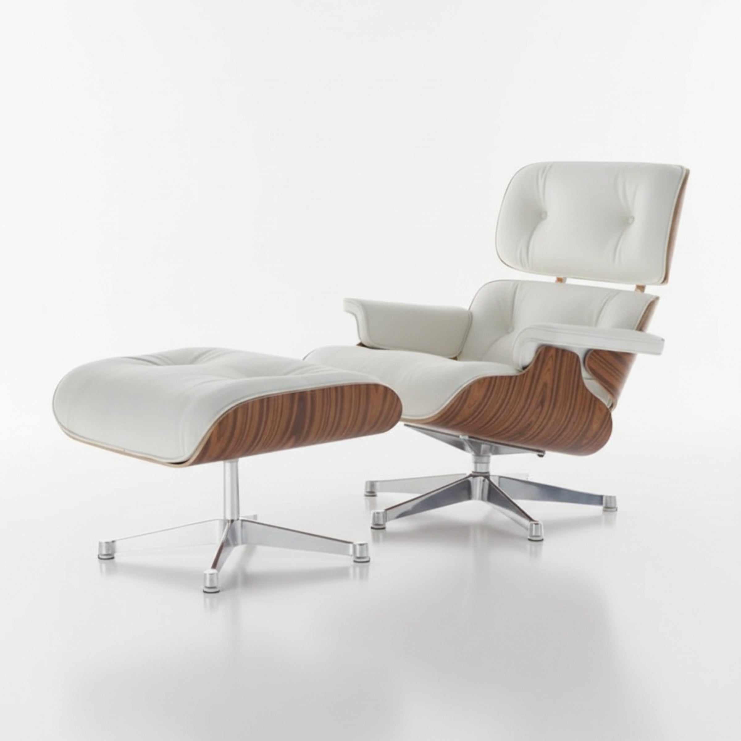 Charles Eames Inspired Iconic Style Lounge Chair & Ottoman - Rosewood & Tan Brown - Aura Furnitures