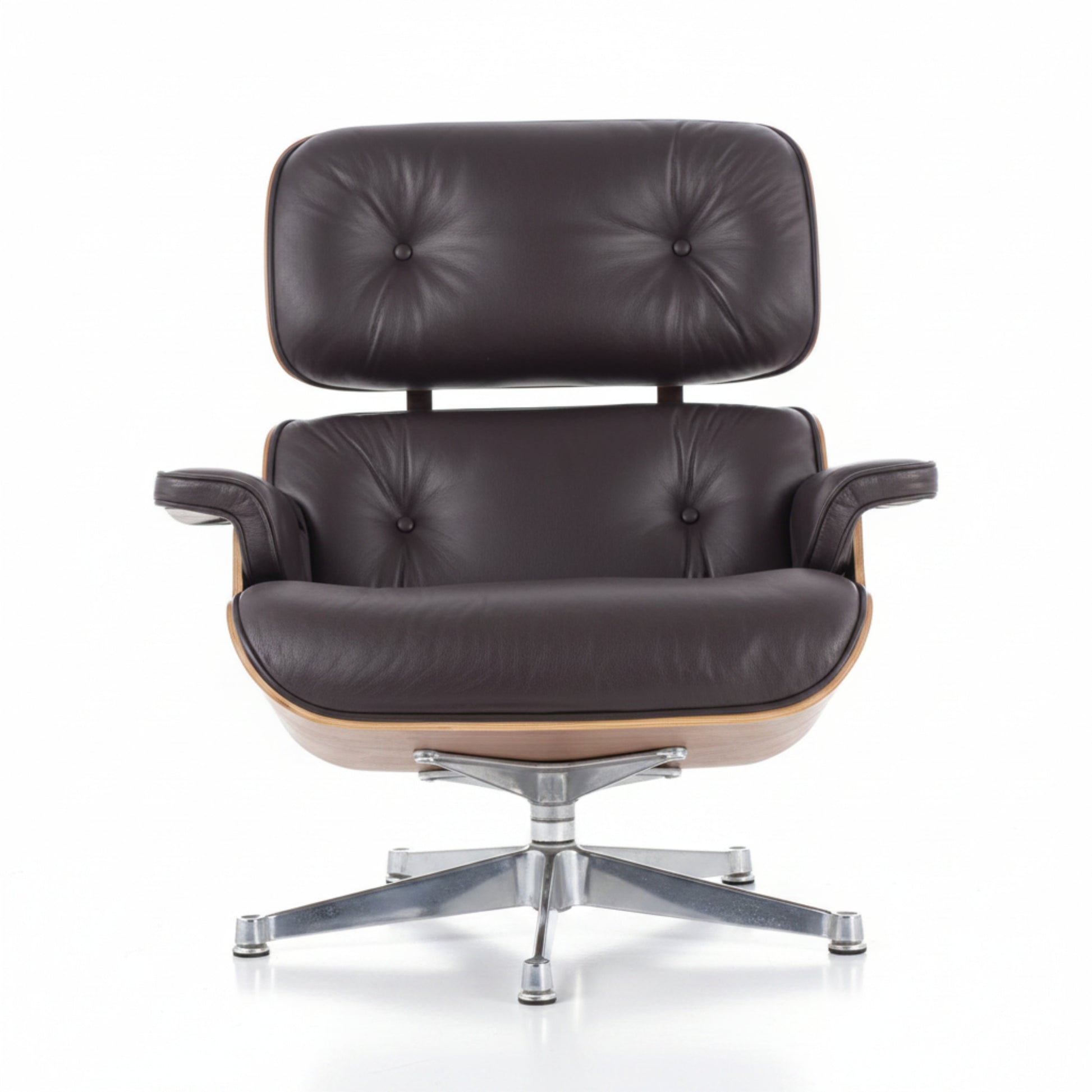 Charles Eames Inspired Mid-Century Iconic Lounge Chair & Ottoman in Rose Wood Chocolate Brown - Aura Furnitures