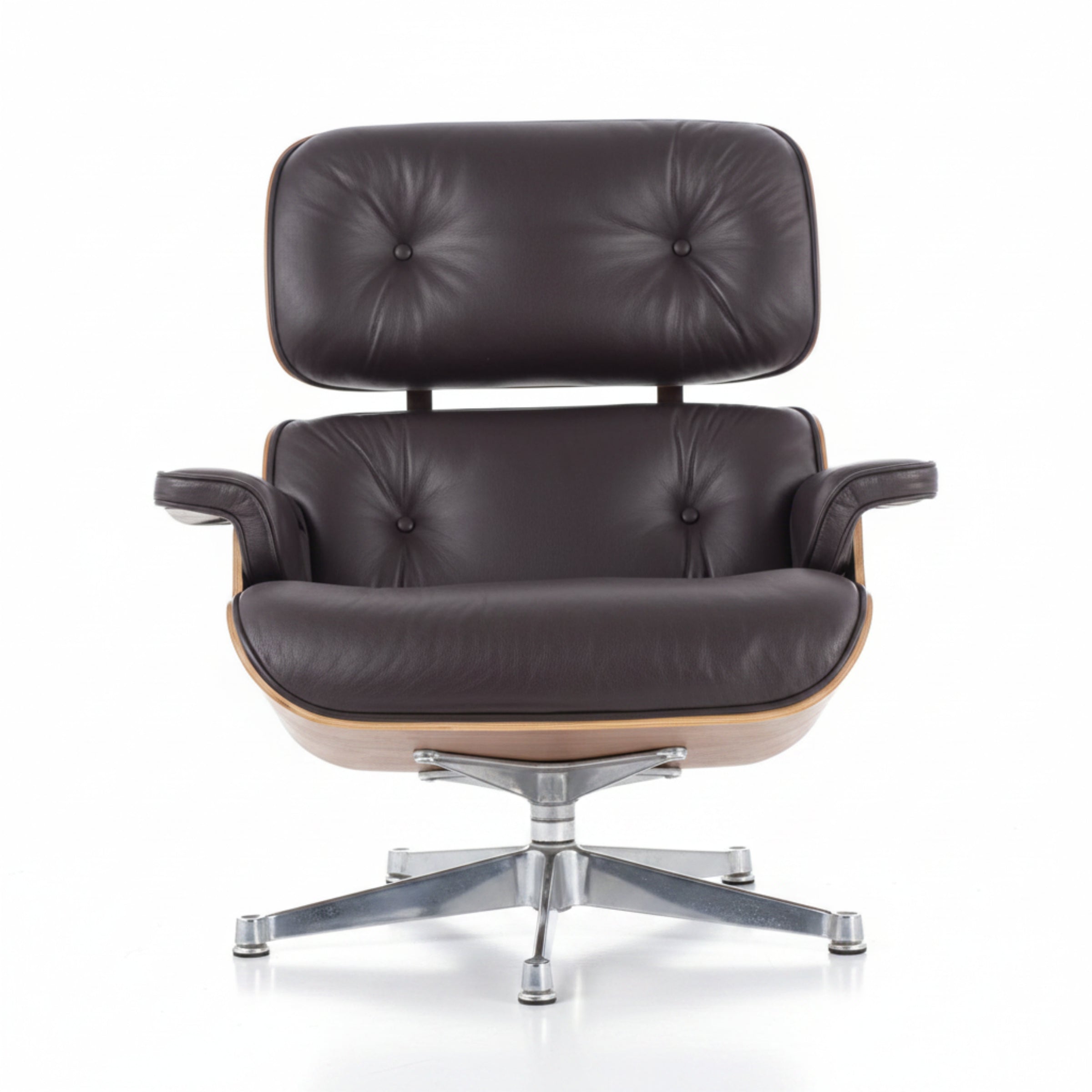 Charles Eames Inspired Mid-Century Iconic Lounge Chair & Ottoman in Rose Wood Chocolate Brown - Aura Furnitures