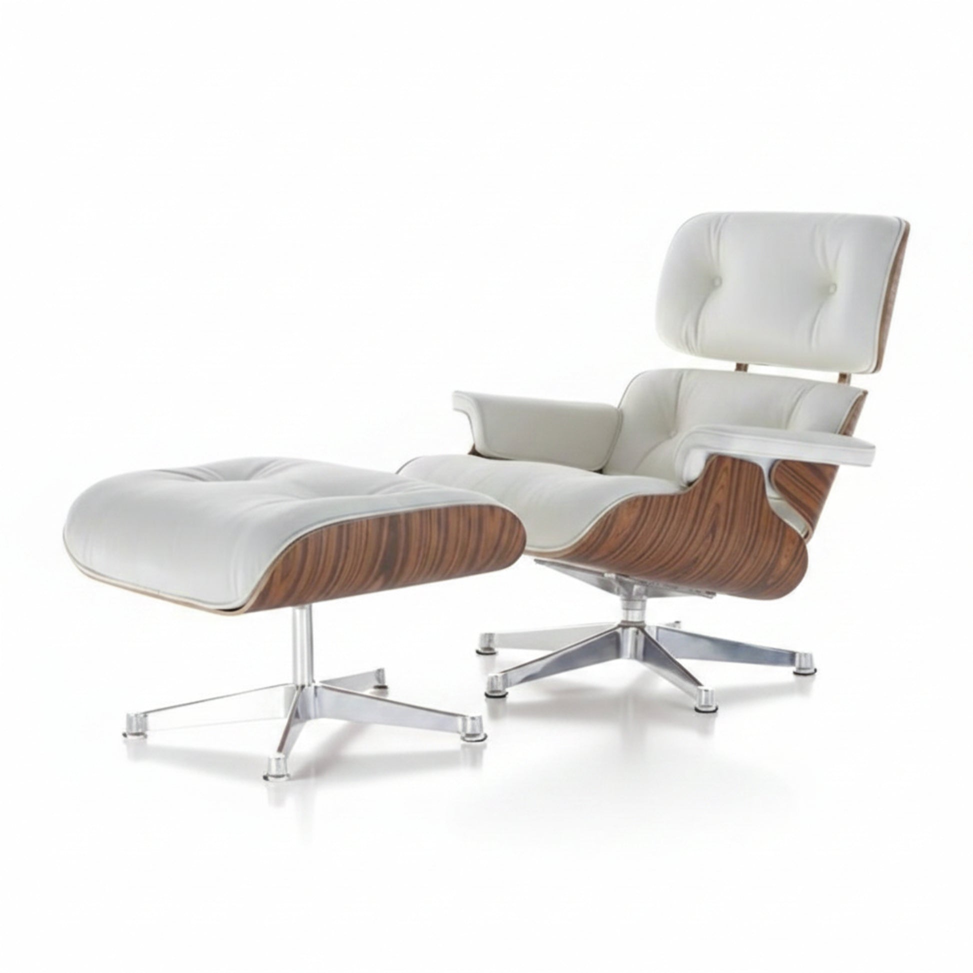 Charles Eames Inspired Mid-Century Iconic Lounge Chair & Ottoman in Rose Wood Chocolate Brown - Aura Furnitures