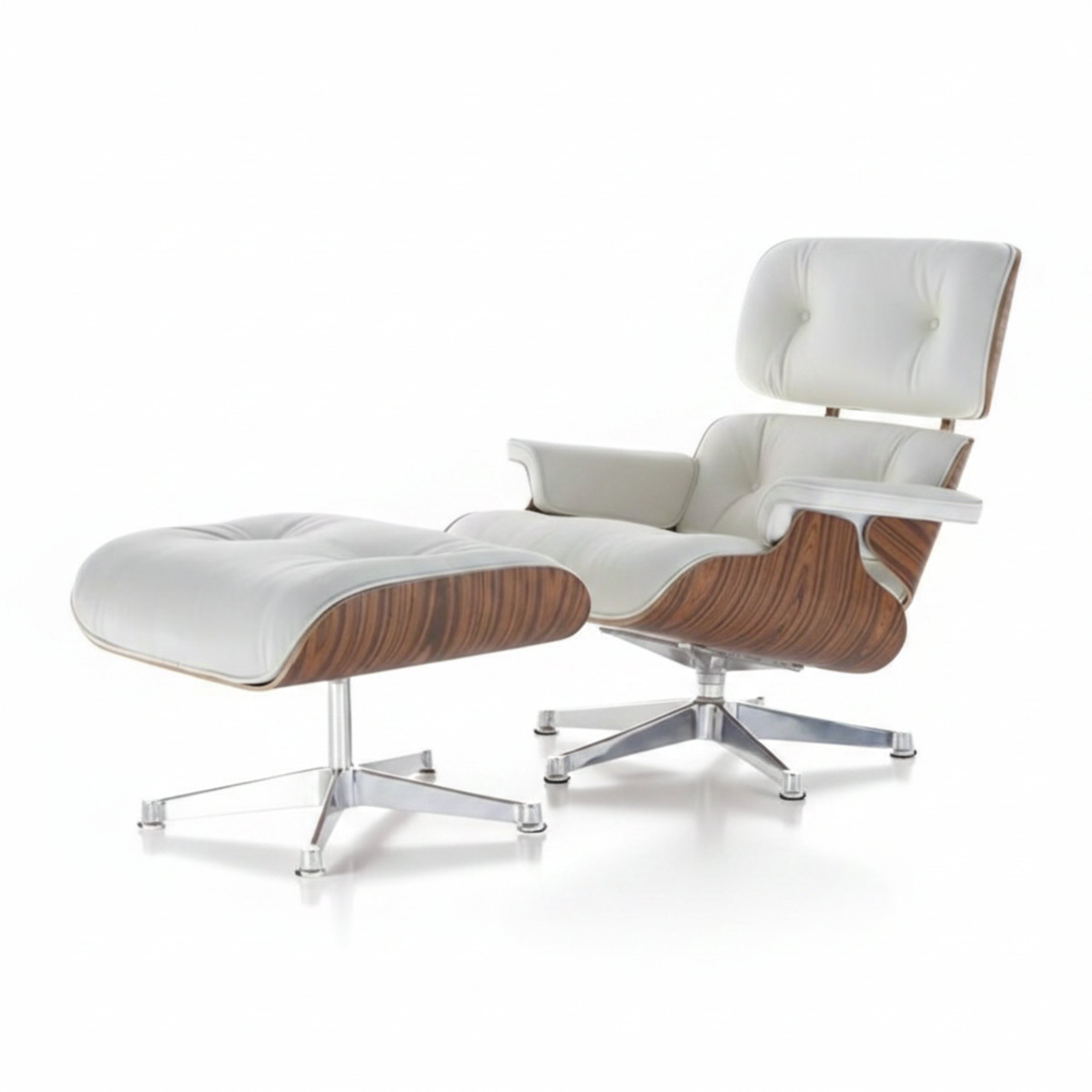 Charles Eames Inspired Mid-Century Iconic Lounge Chair & Ottoman in Rose Wood Chocolate Brown - Aura Furnitures