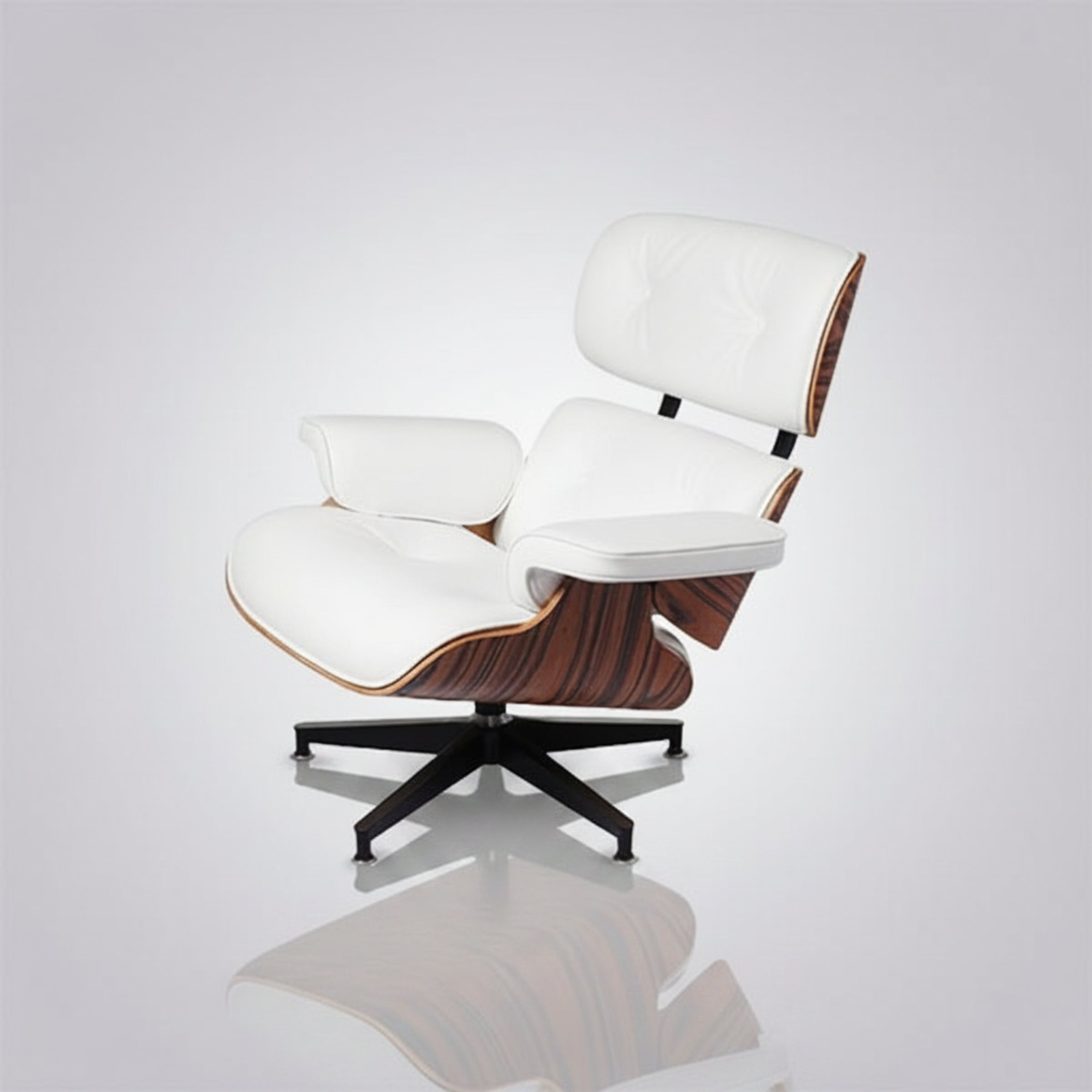 Charles Eames Inspired Mid-Century Iconic Lounge Chair & Ottoman in Rose Wood Chocolate Brown - Aura Furnitures