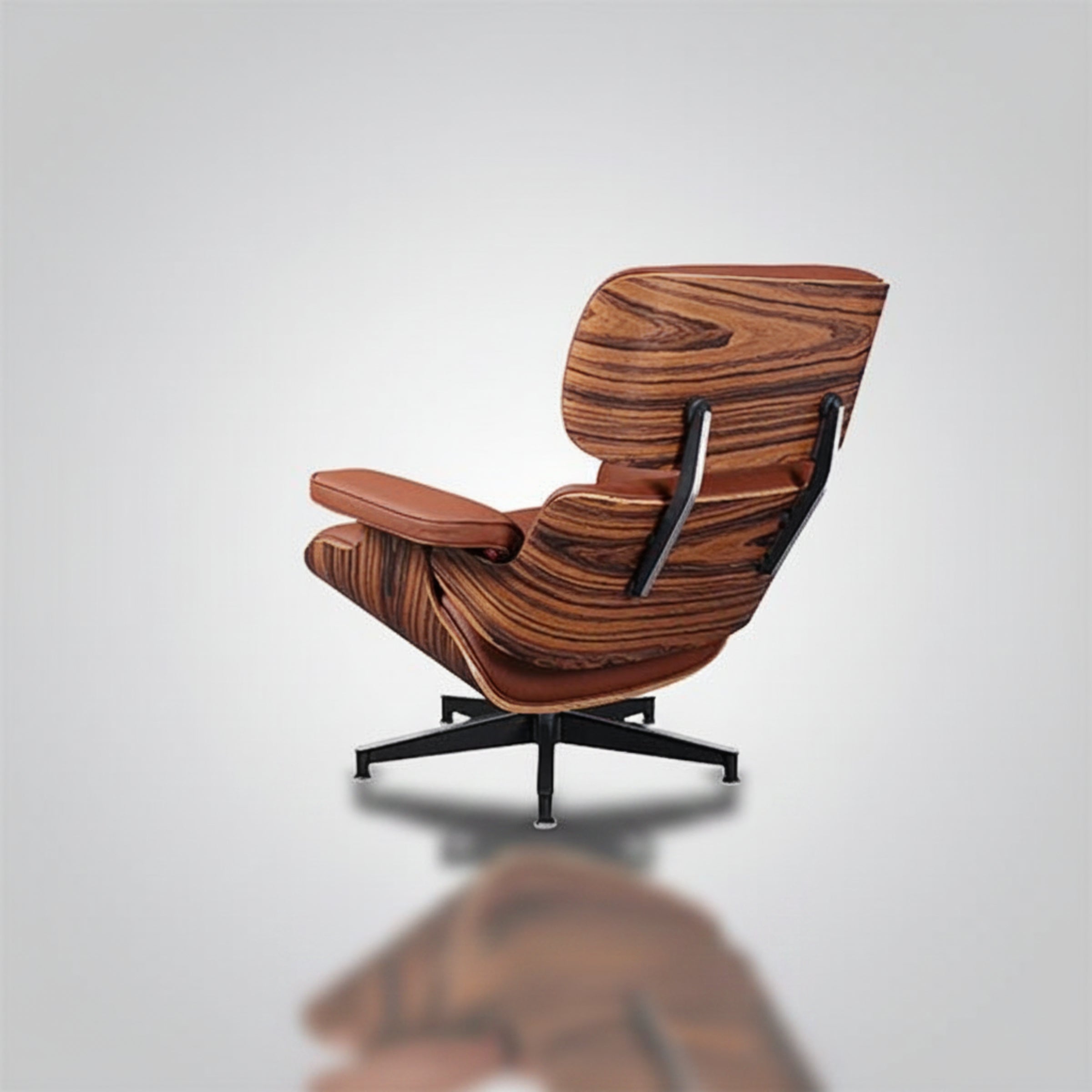 Charles Eames Inspired Mid-Century Iconic Lounge Chair & Ottoman in Rose Wood Chocolate Brown - Aura Furnitures