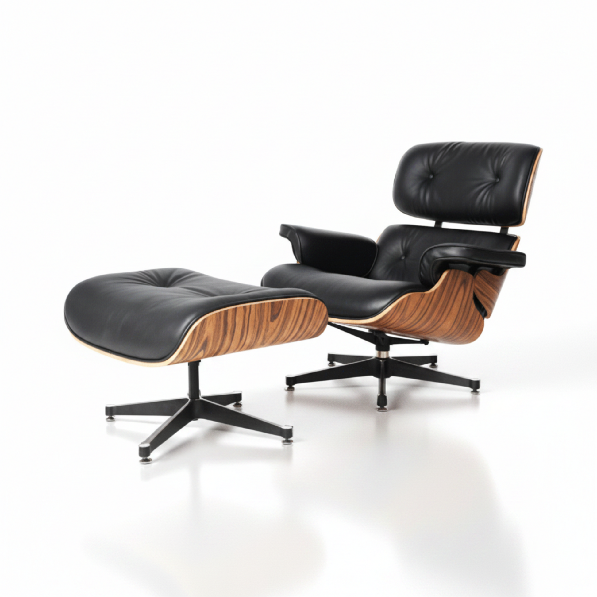 Charles Eames Inspired Mid-Century Iconic Lounge Chair & Ottoman in Rose Wood Chocolate Brown - Aura Furnitures