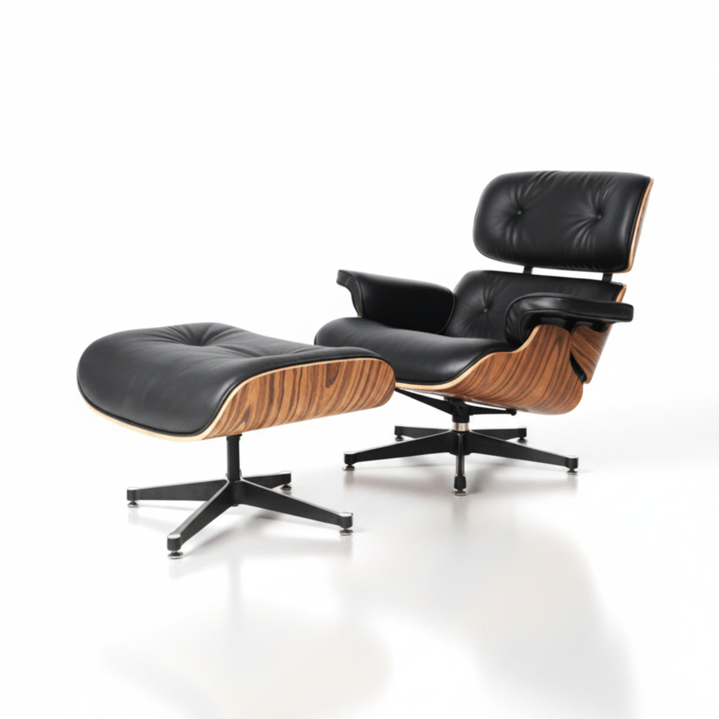 Charles Eames Inspired Mid-Century Iconic Lounge Chair & Ottoman in Rose Wood Chocolate Brown - Aura Furnitures