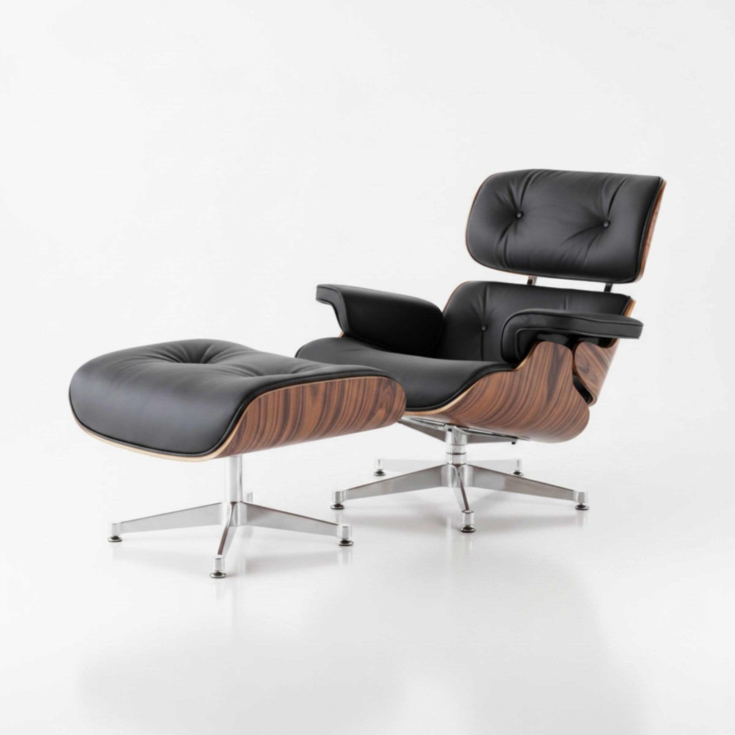 Charles Eames Inspired Mid-Century Iconic Lounge Chair & Ottoman in Rose Wood Chocolate Brown - Aura Furnitures