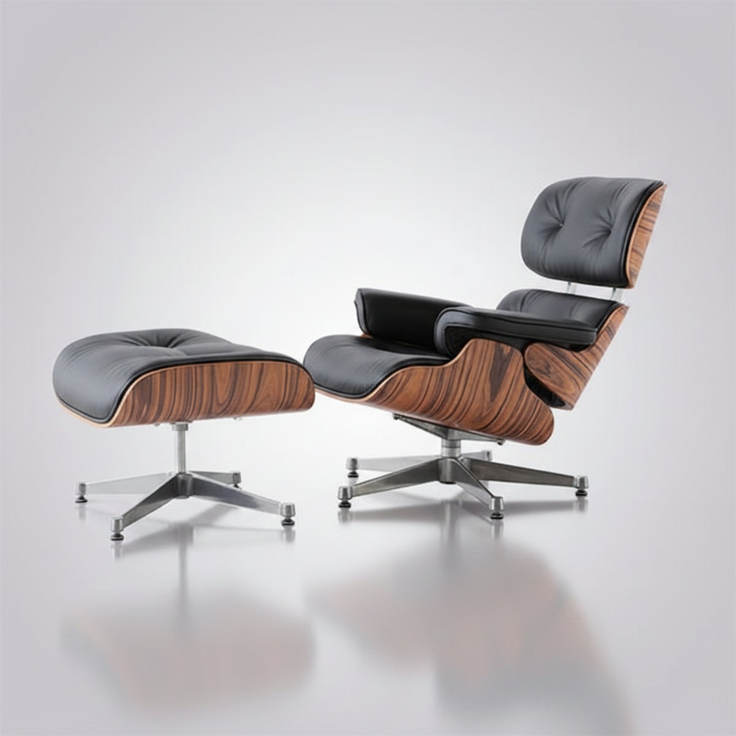 Charles Eames Inspired Mid-Century Iconic Lounge Chair & Ottoman in Rose Wood Chocolate Brown - Aura Furnitures