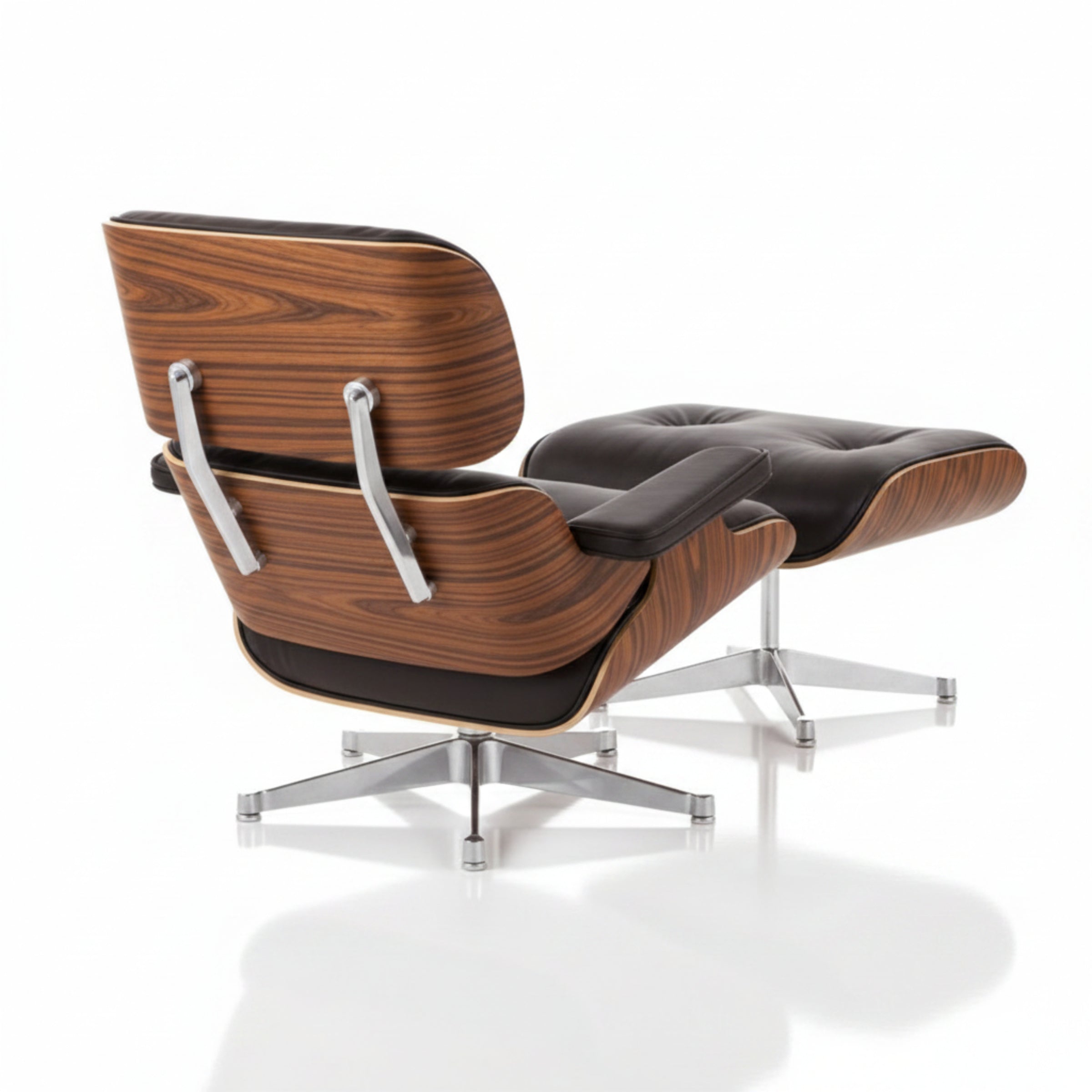 Charles Eames Inspired Mid-Century Iconic Lounge Chair & Ottoman in Rose Wood Chocolate Brown - Aura Furnitures