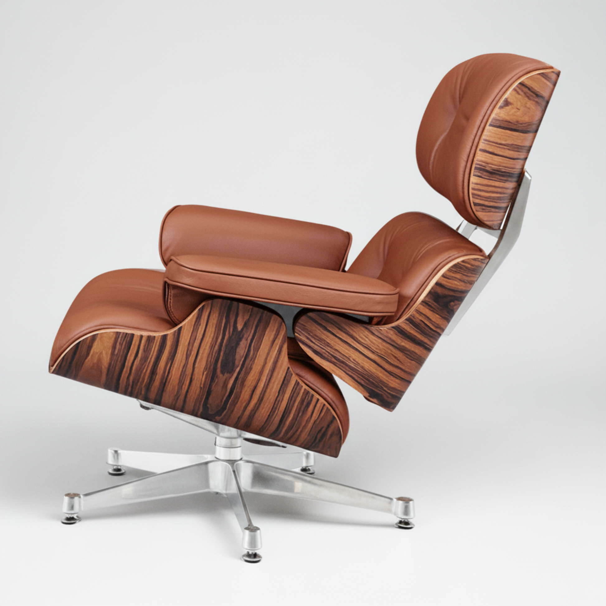 Charles Eames Inspired Mid-Century Iconic Lounge Chair & Ottoman in Rose Wood Chocolate Brown - Aura Furnitures