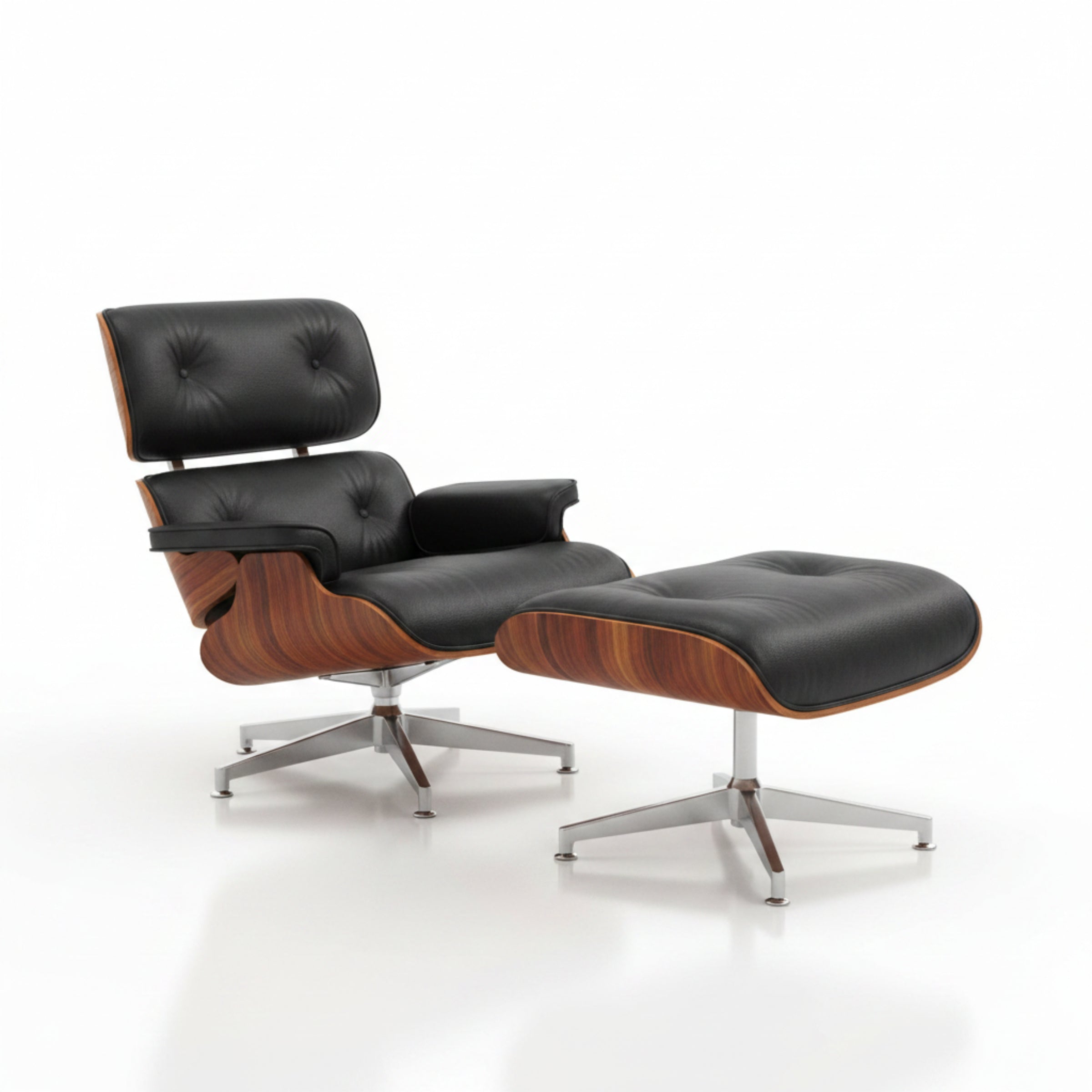 Charles Eames Inspired Mid-Century Iconic Lounge Chair & Ottoman in Rose Wood Chocolate Brown - Aura Furnitures