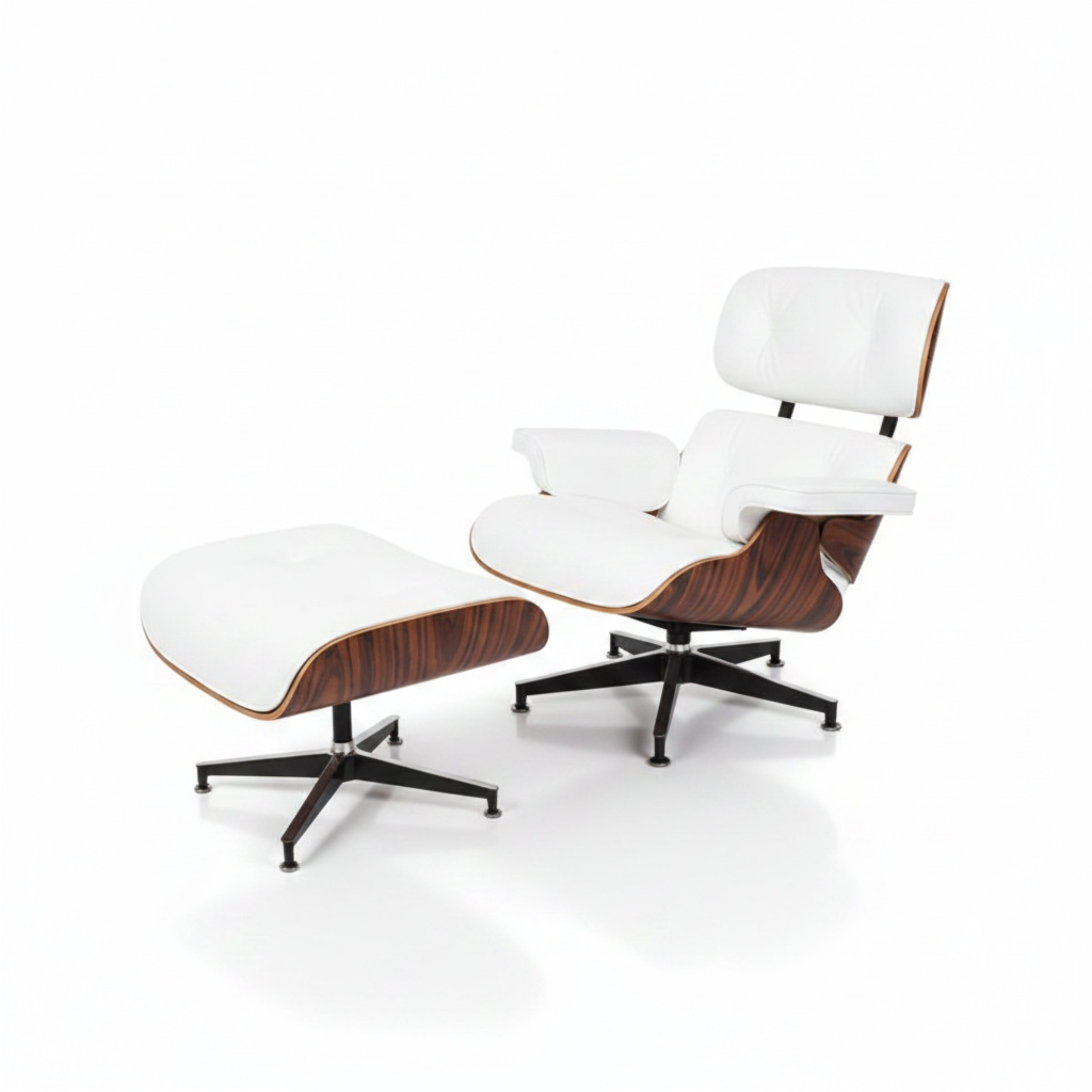 Charles Eames Inspired Mid-Century Iconic Lounge Chair & Ottoman in Rose Wood Chocolate Brown - Aura Furnitures