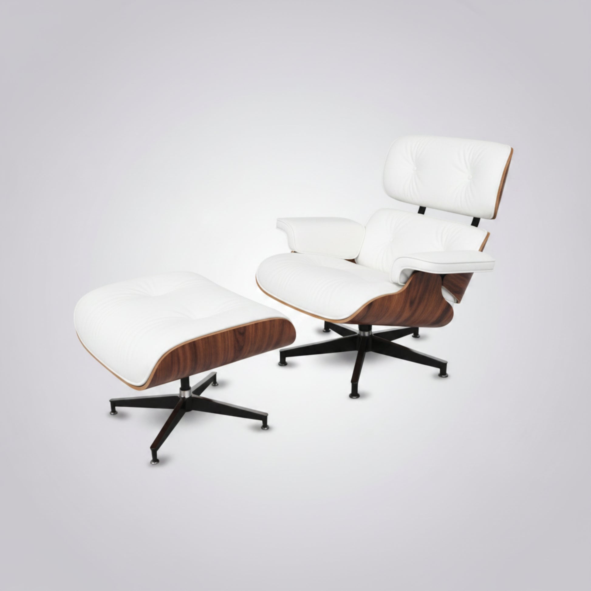 Charles Eames Inspired Mid-Century Iconic Lounge Chair & Ottoman in Rose Wood Chocolate Brown - Aura Furnitures