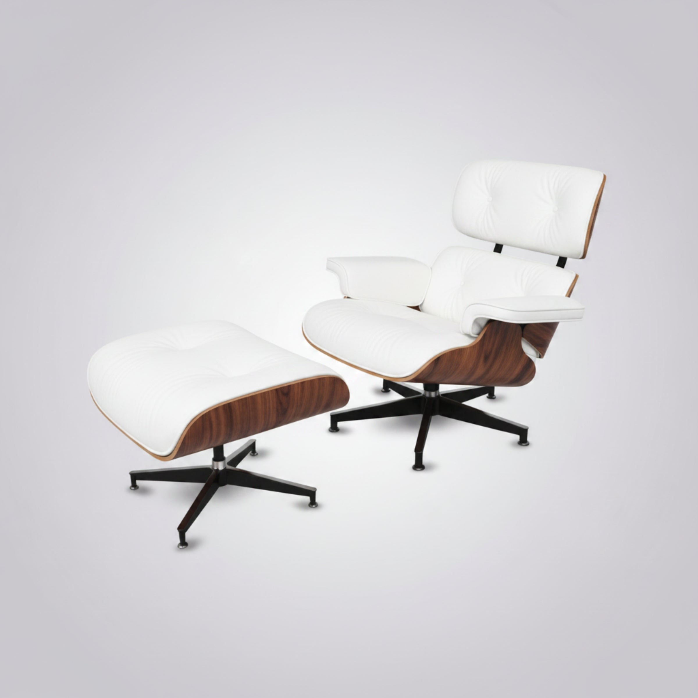 Charles Eames Inspired Mid-Century Iconic Lounge Chair & Ottoman in Rose Wood Chocolate Brown - Aura Furnitures