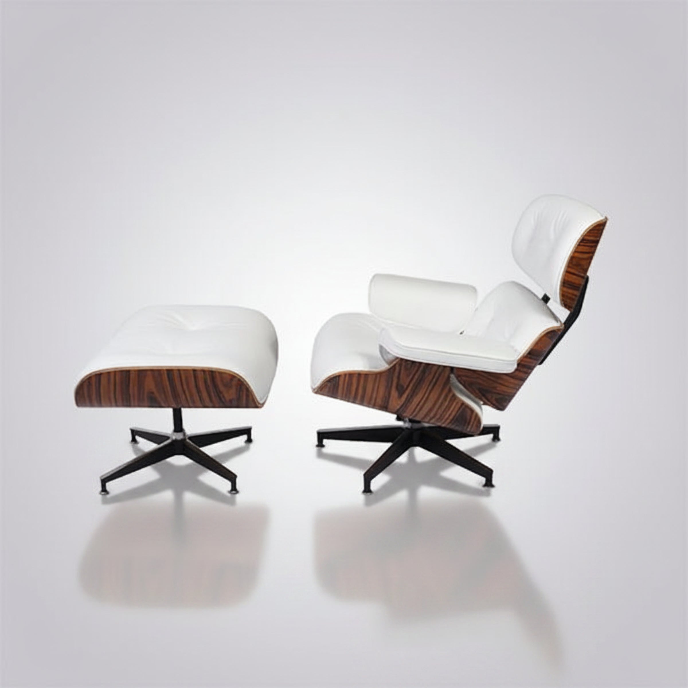 Charles Eames Inspired Mid-Century Iconic Lounge Chair & Ottoman in Rose Wood Chocolate Brown - Aura Furnitures