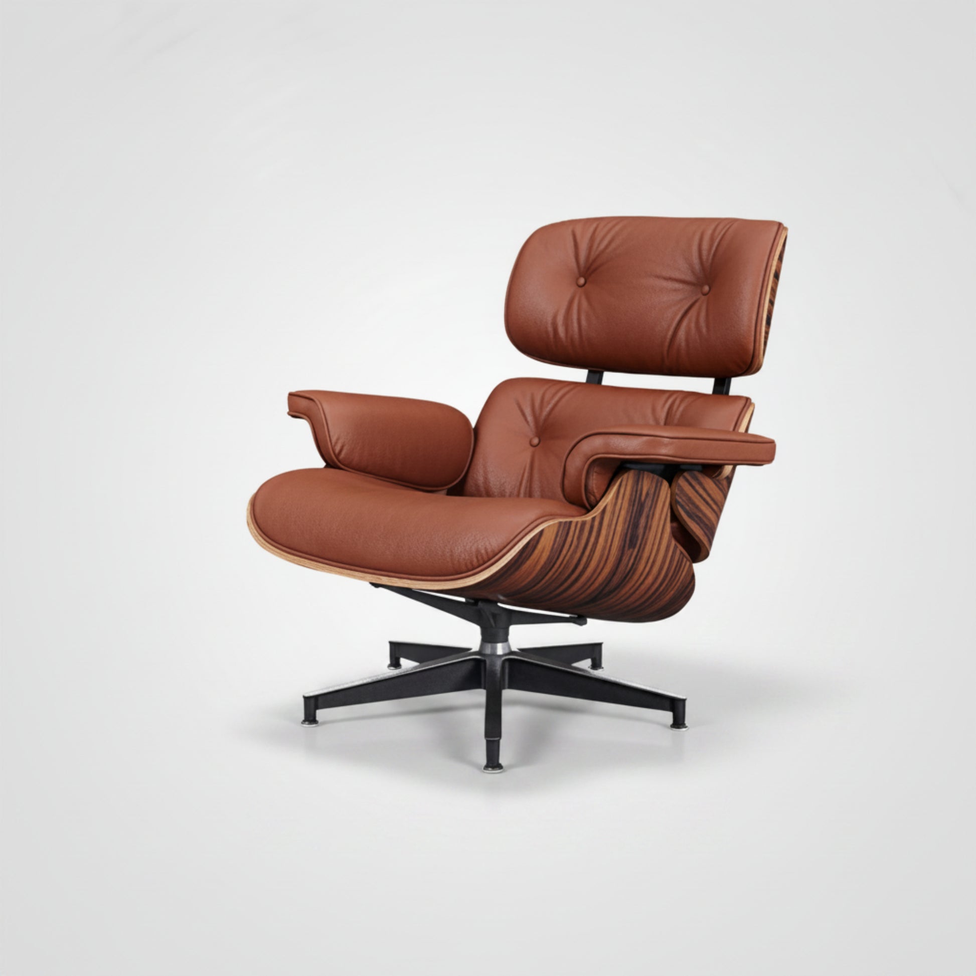 Charles Eames Inspired Mid-Century Iconic Lounge Chair & Ottoman in Rose Wood Chocolate Brown - Aura Furnitures