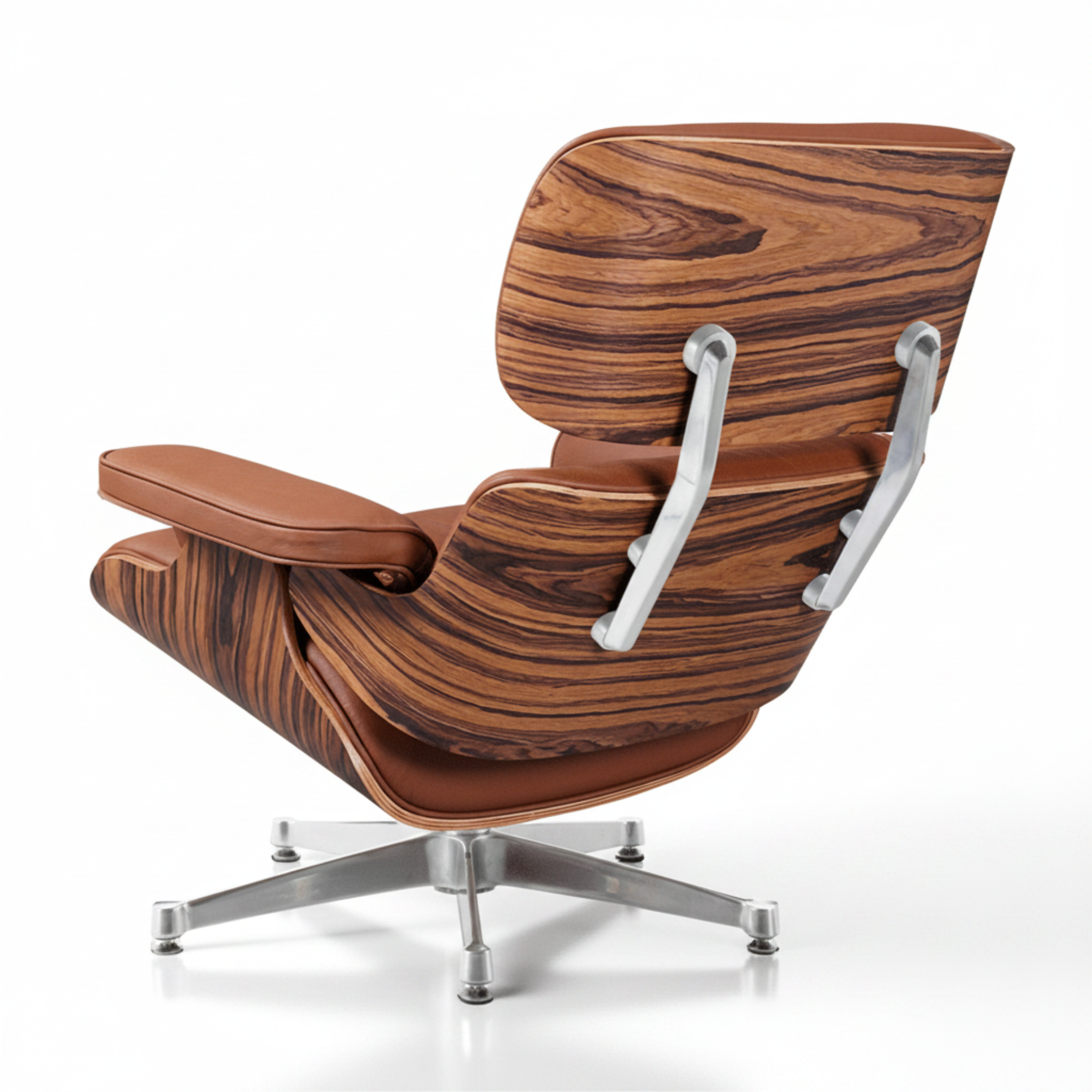 Charles Eames Inspired Mid-Century Iconic Lounge Chair & Ottoman in Rose Wood Chocolate Brown - Aura Furnitures