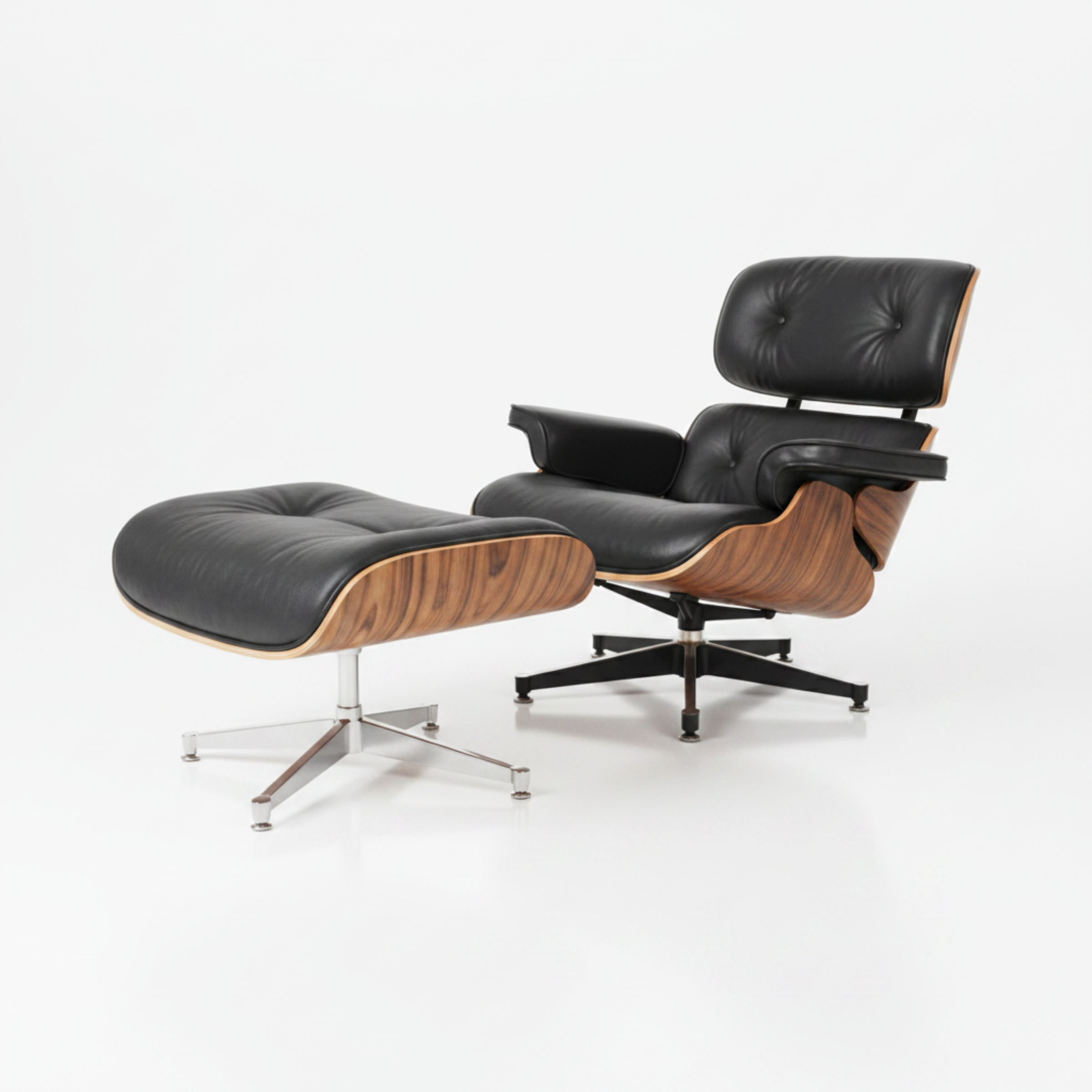 Charles Eames Inspired Mid-Century Iconic Lounge Chair & Ottoman in Rose Wood Chocolate Brown - Aura Furnitures
