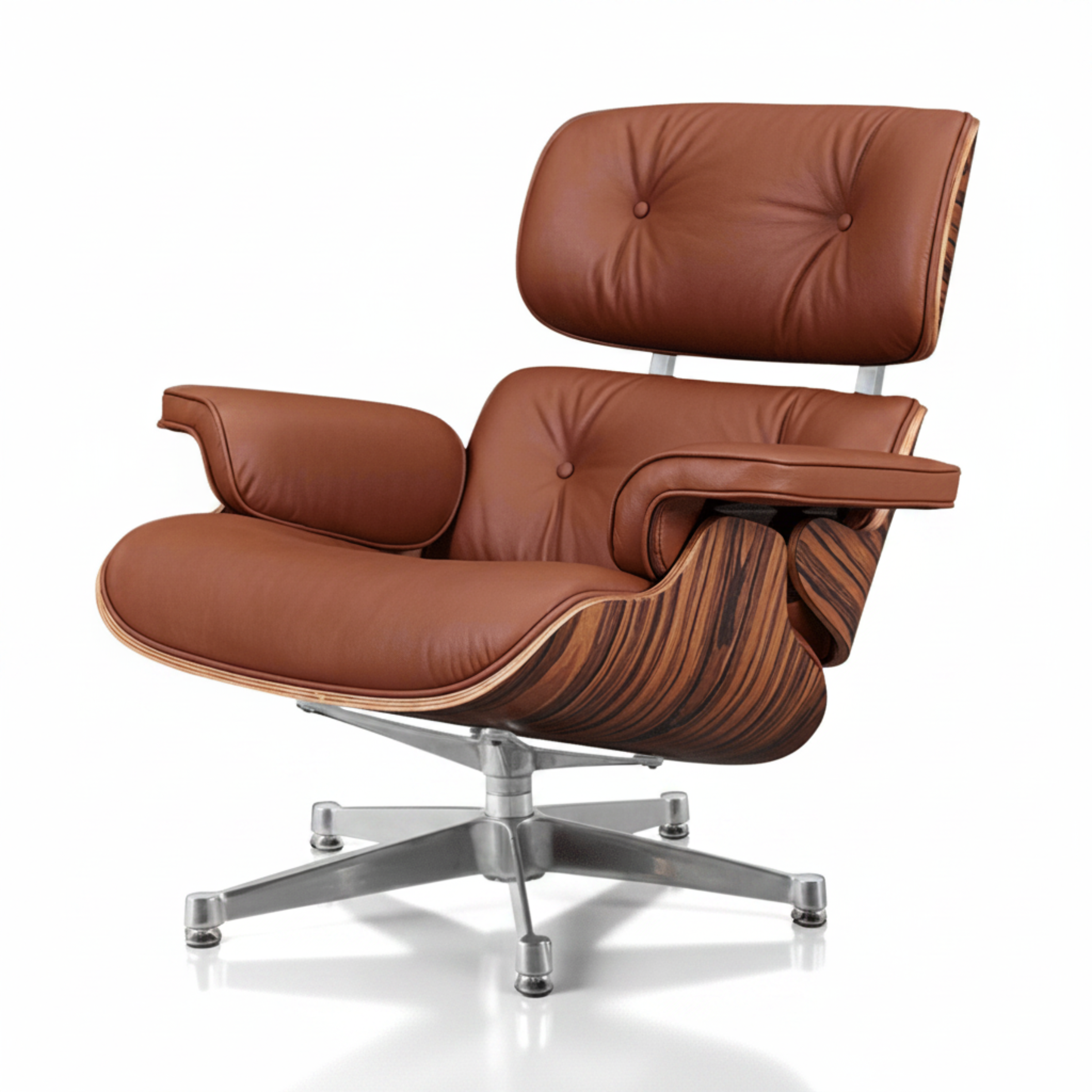 Charles Eames Inspired Mid-Century Iconic Lounge Chair & Ottoman in Rose Wood Chocolate Brown - Aura Furnitures