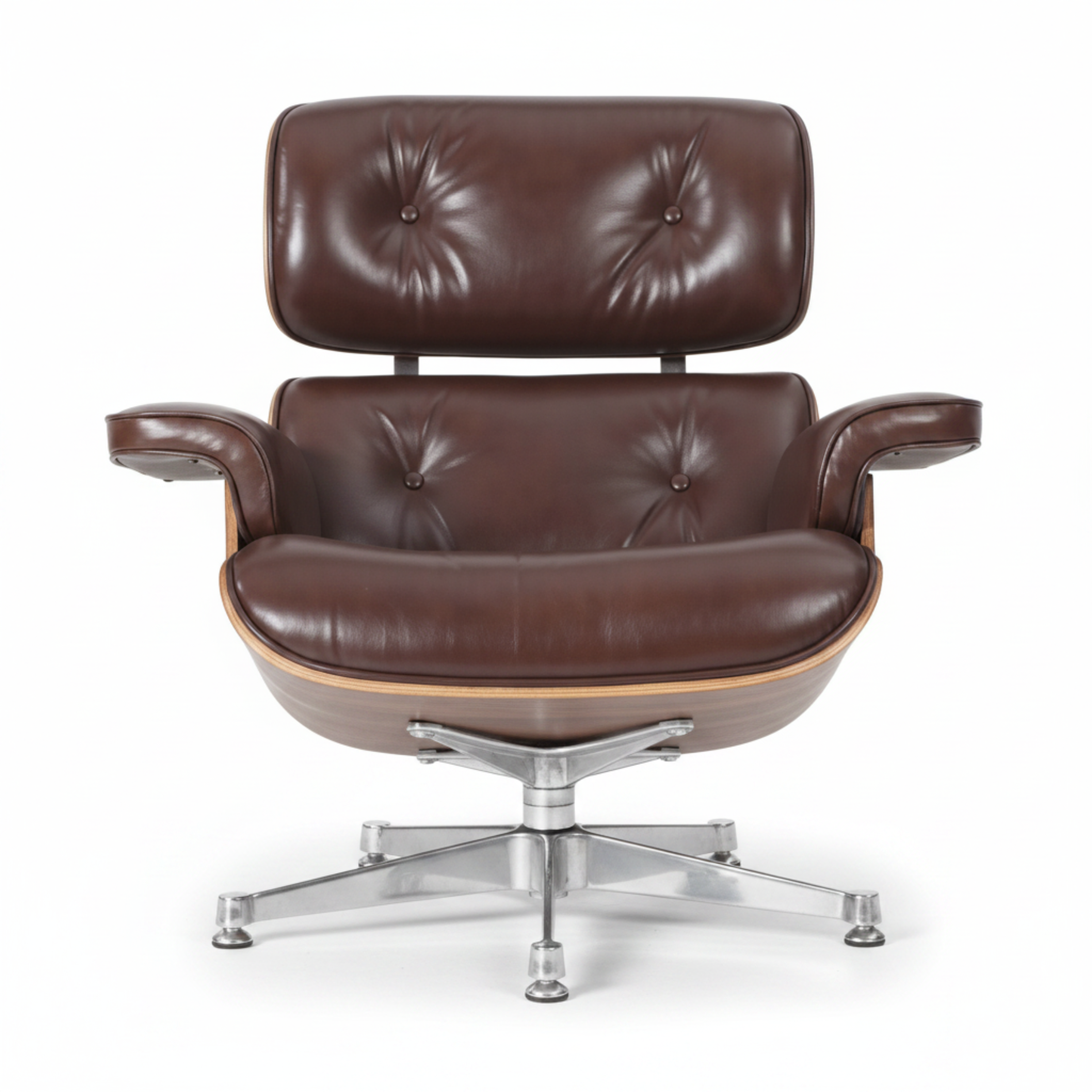 Charles Eames Inspired Mid-Century Iconic Lounge Chair & Ottoman in Vinatge Tan Waxed Leather & Walnut Wood - Aura Furnitures