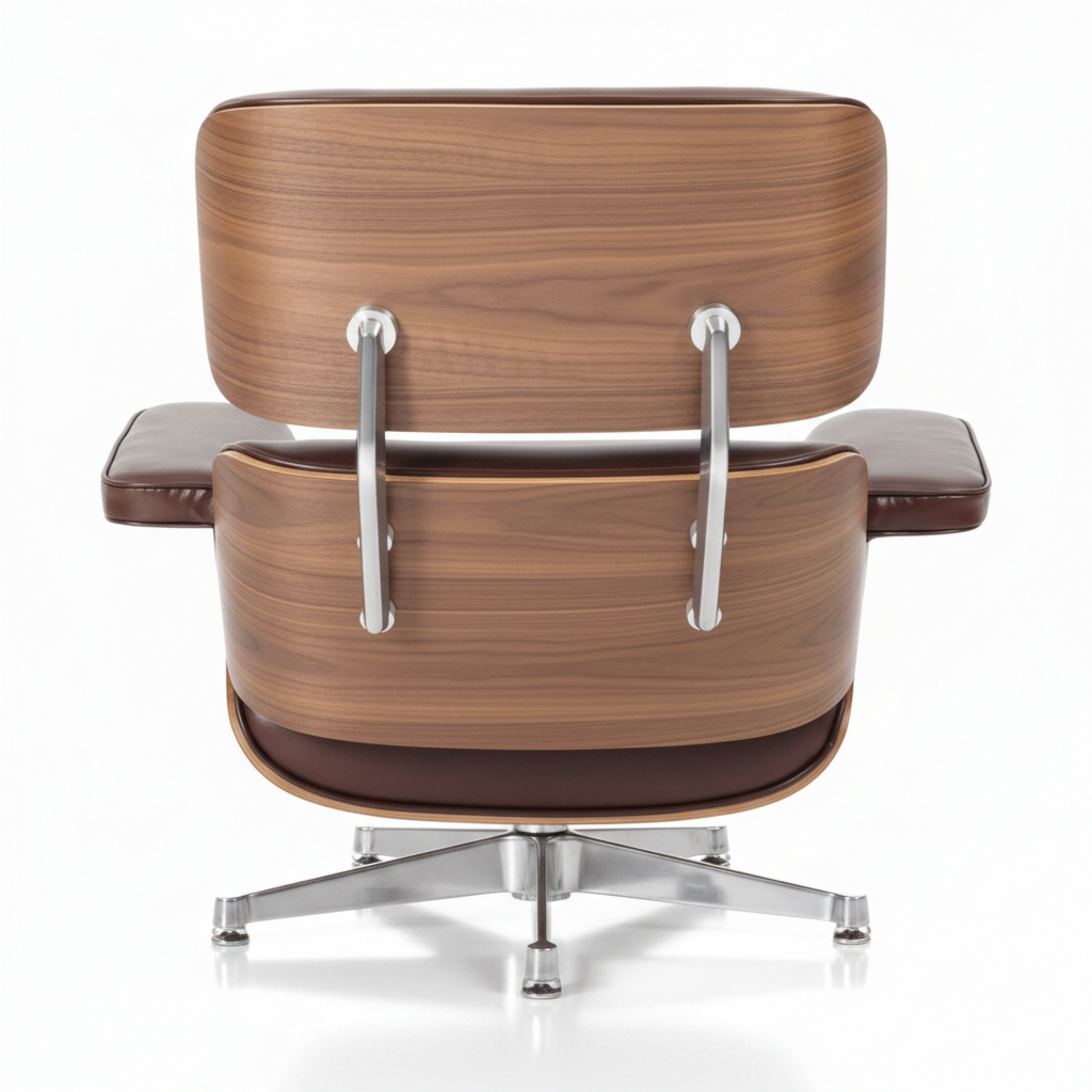Charles Eames Inspired Mid-Century Iconic Lounge Chair & Ottoman in Vinatge Tan Waxed Leather & Walnut Wood - Aura Furnitures