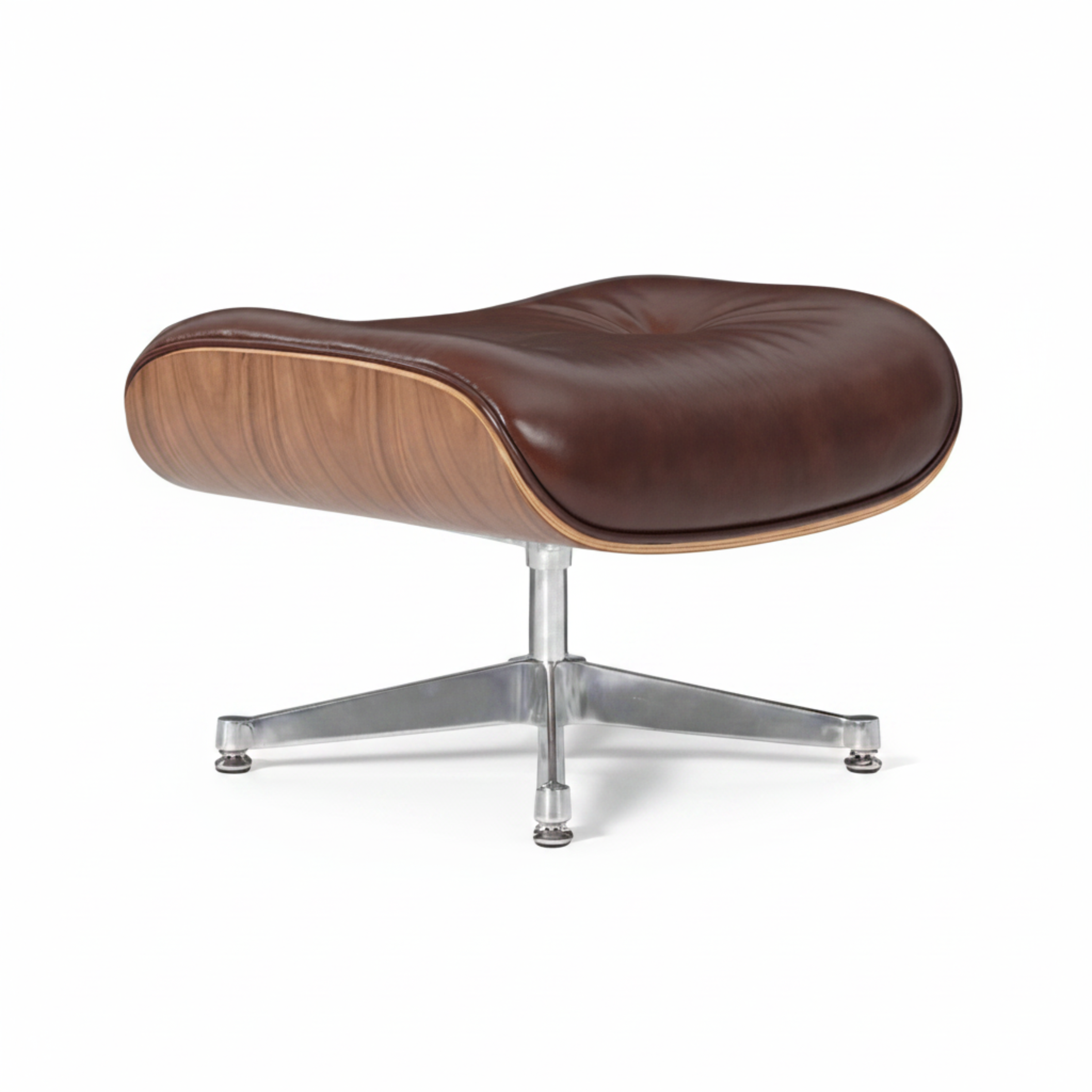 Charles Eames Inspired Mid-Century Iconic Lounge Chair & Ottoman in Vinatge Tan Waxed Leather & Walnut Wood - Aura Furnitures