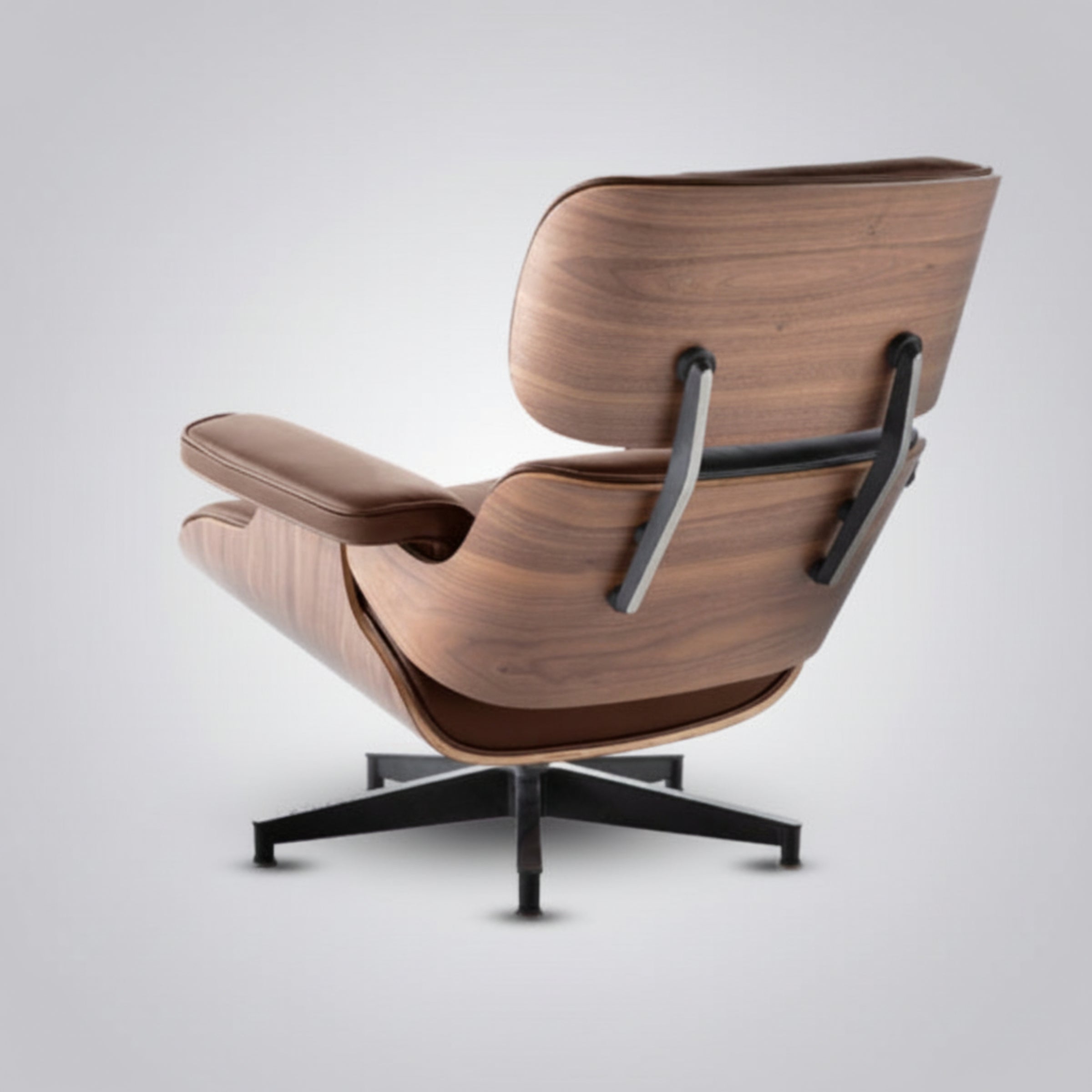Charles Eames Inspired Mid-Century Lounge Chair & Ottoman Set in Italian Leather Walnut Wood - Aura Furnitures