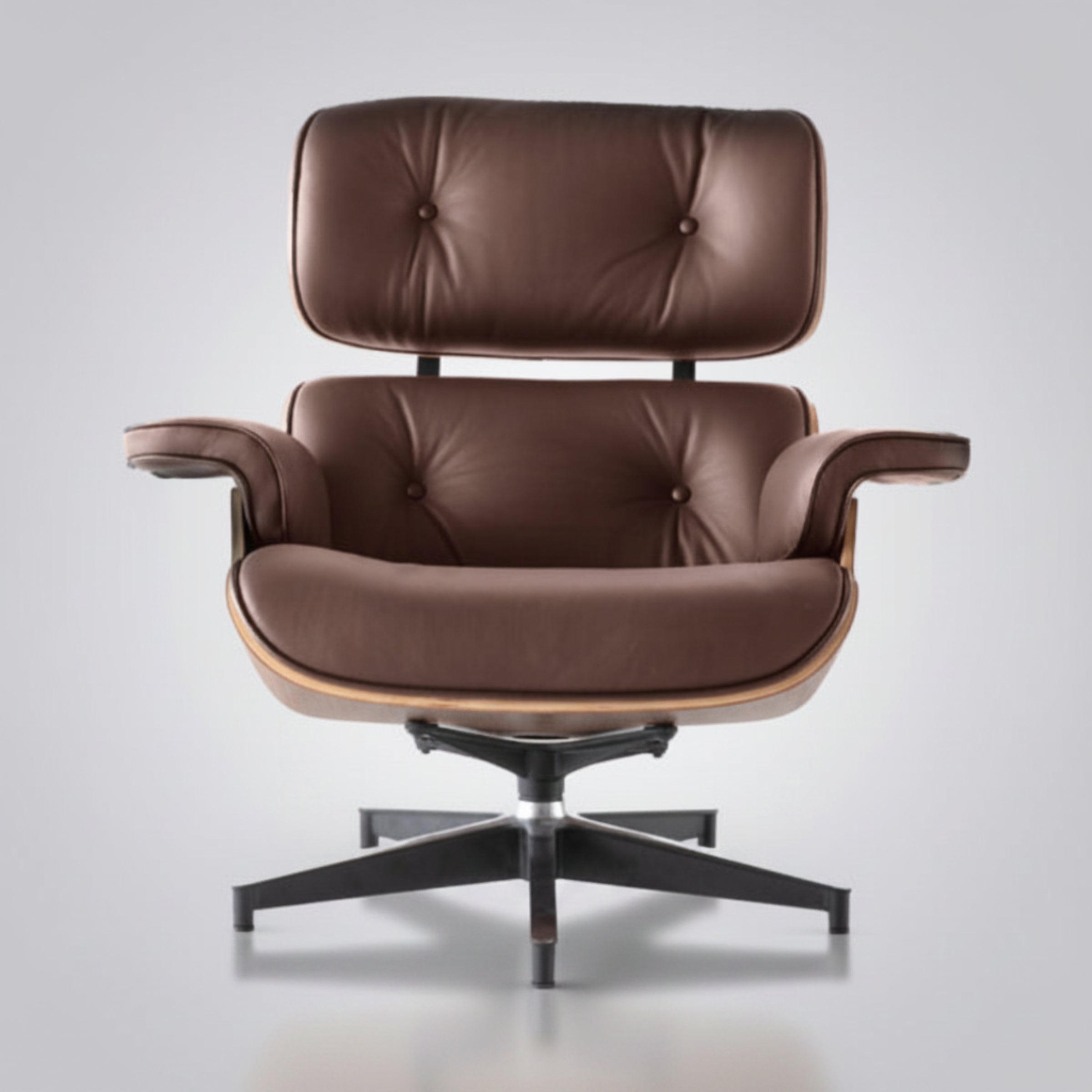 Charles Eames Inspired Mid-Century Lounge Chair & Ottoman Set in Italian Leather Walnut Wood - Aura Furnitures