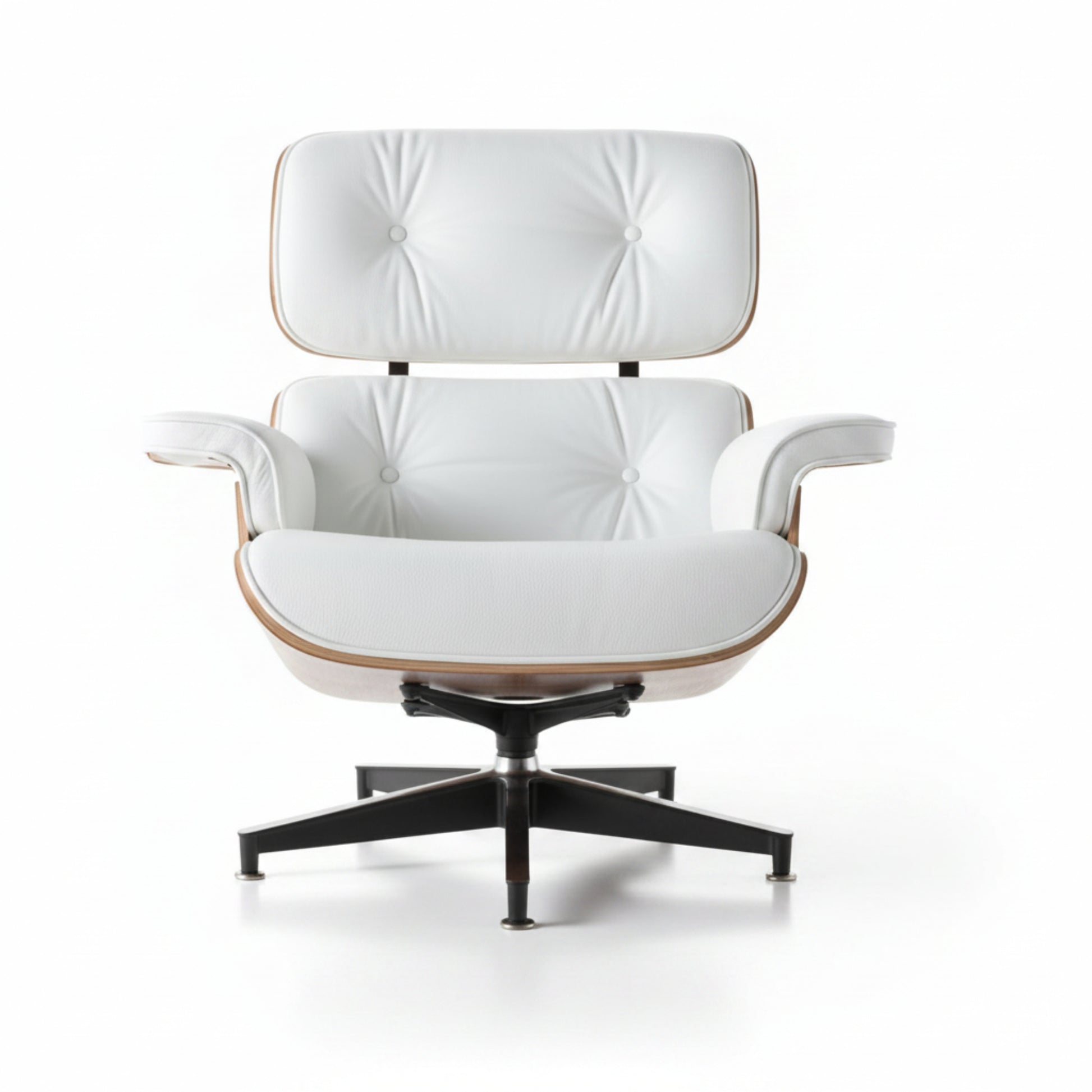 Charles Eames Inspired Mid-Century Lounge Chair & Ottoman Set in Italian Leather Walnut Wood - Aura Furnitures