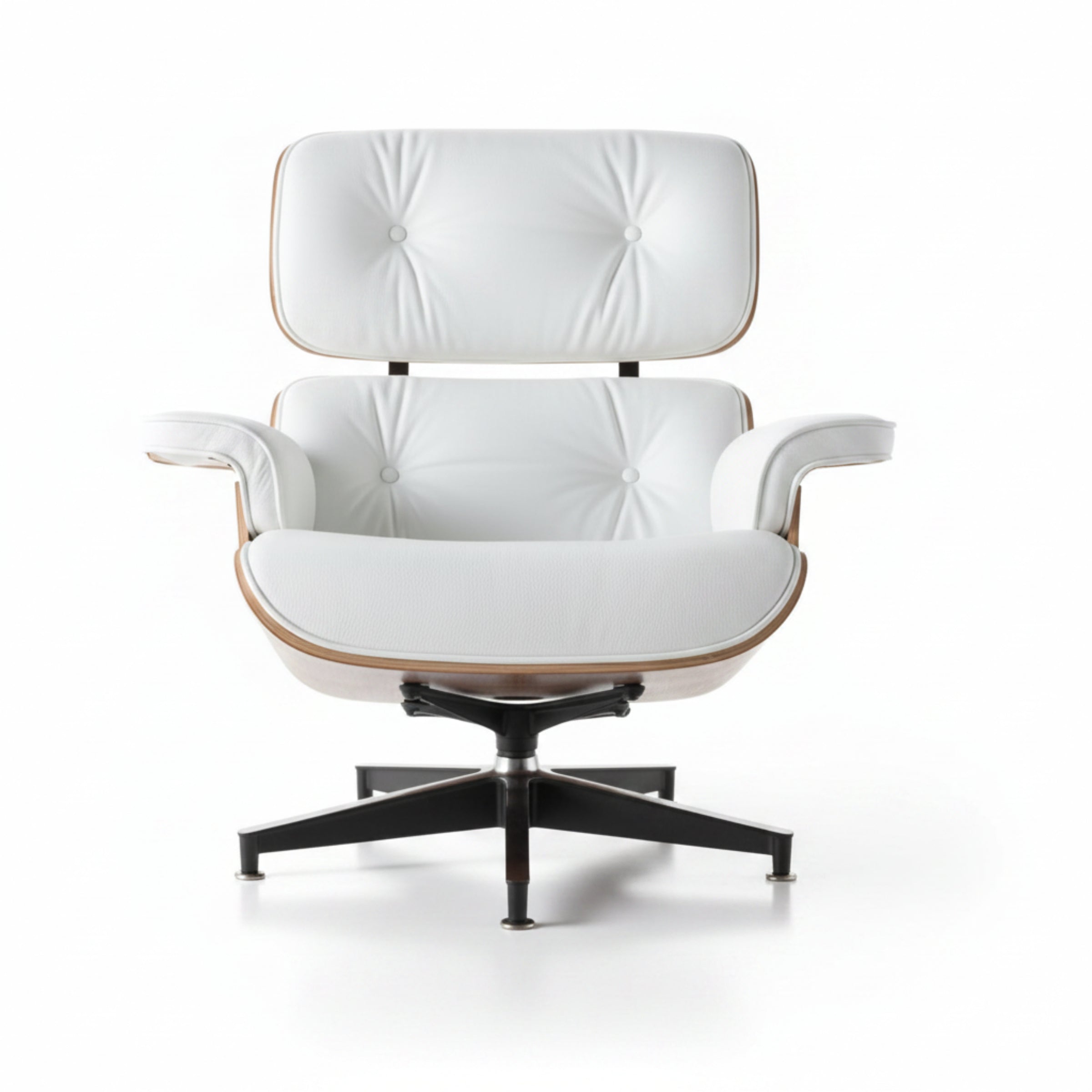 Charles Eames Inspired Mid-Century Lounge Chair & Ottoman Set in Italian Leather Walnut Wood - Aura Furnitures