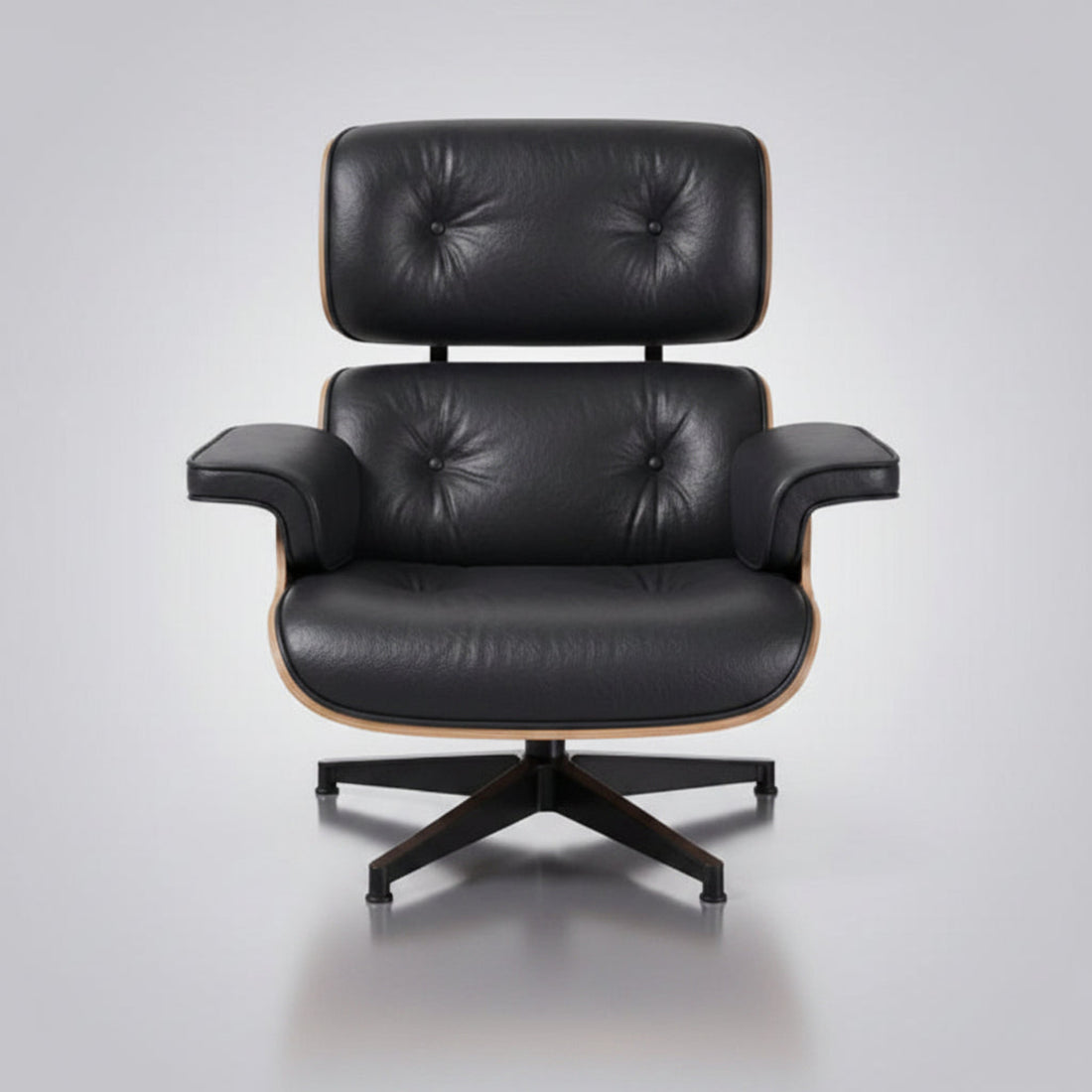 Charles Eames Inspired Mid-Century Lounge Chair & Ottoman Set in Italian Leather Walnut Wood - Aura Furnitures