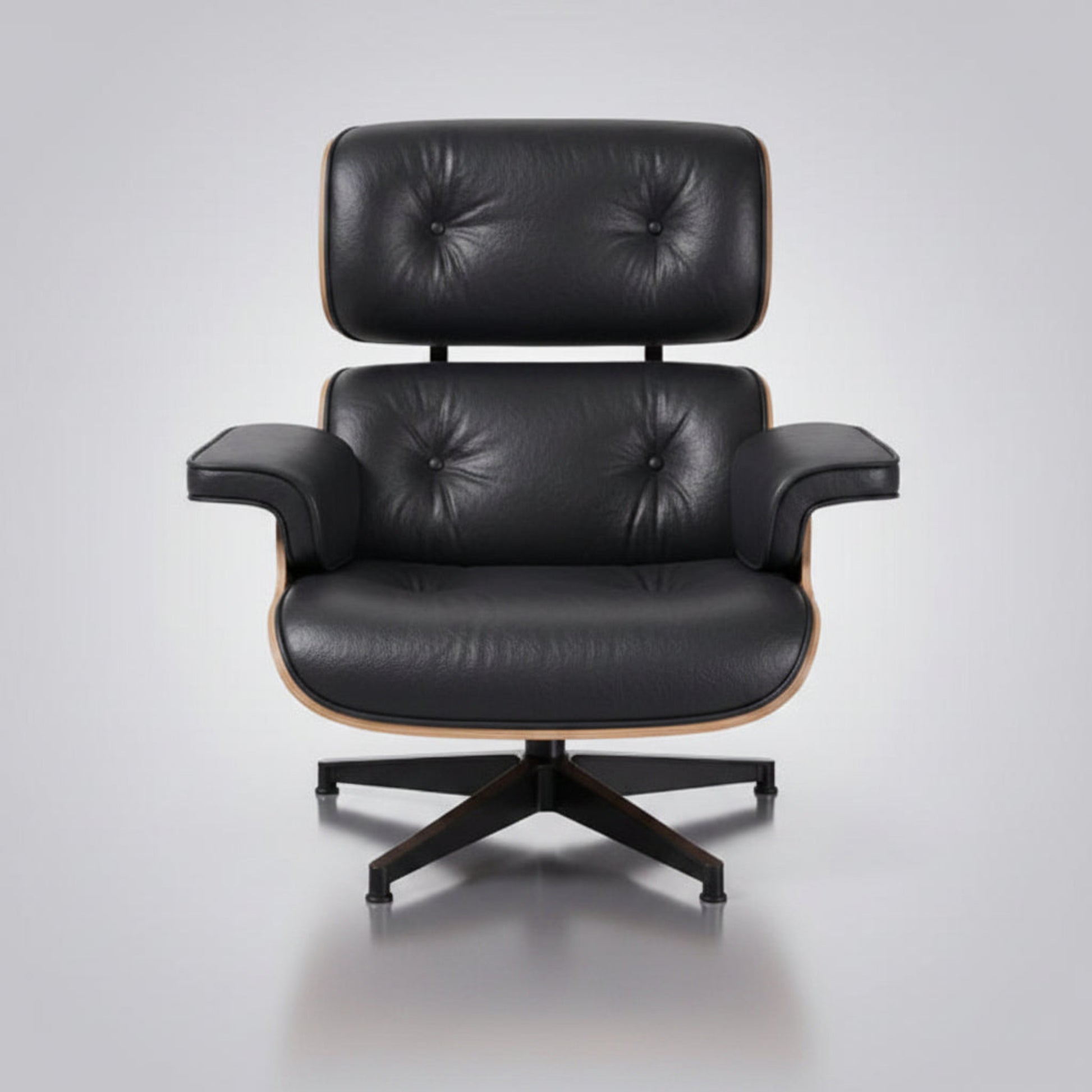 Charles Eames Inspired Mid-Century Lounge Chair & Ottoman Set in Italian Leather Walnut Wood - Aura Furnitures