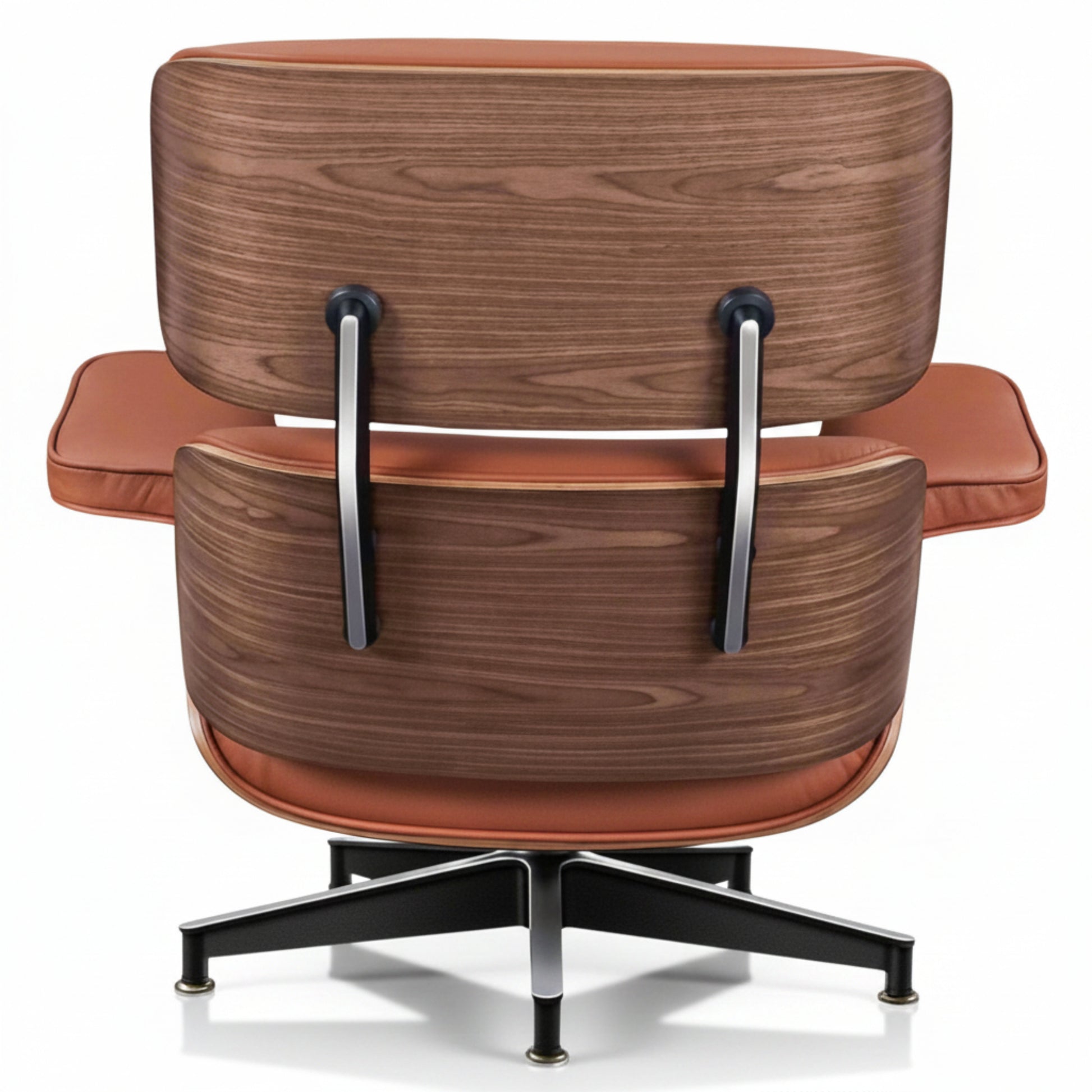 Charles Eames Inspired Mid-Century Lounge Chair & Ottoman Set in Italian Leather Walnut Wood - Aura Furnitures