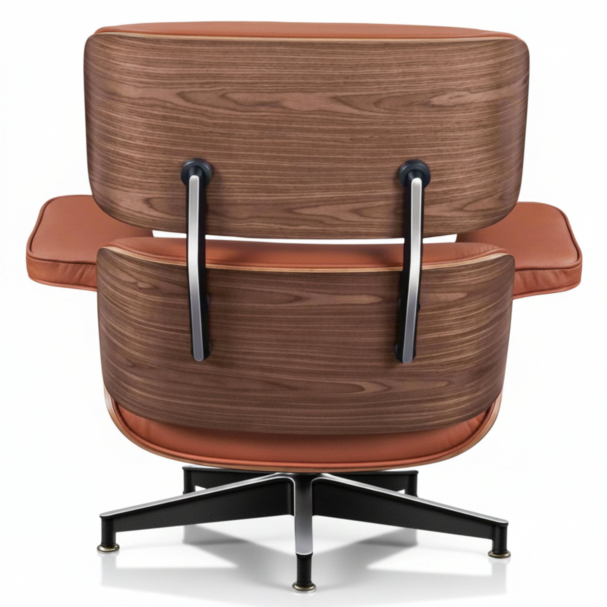 Charles Eames Inspired Mid-Century Lounge Chair & Ottoman Set in Italian Leather Walnut Wood - Aura Furnitures