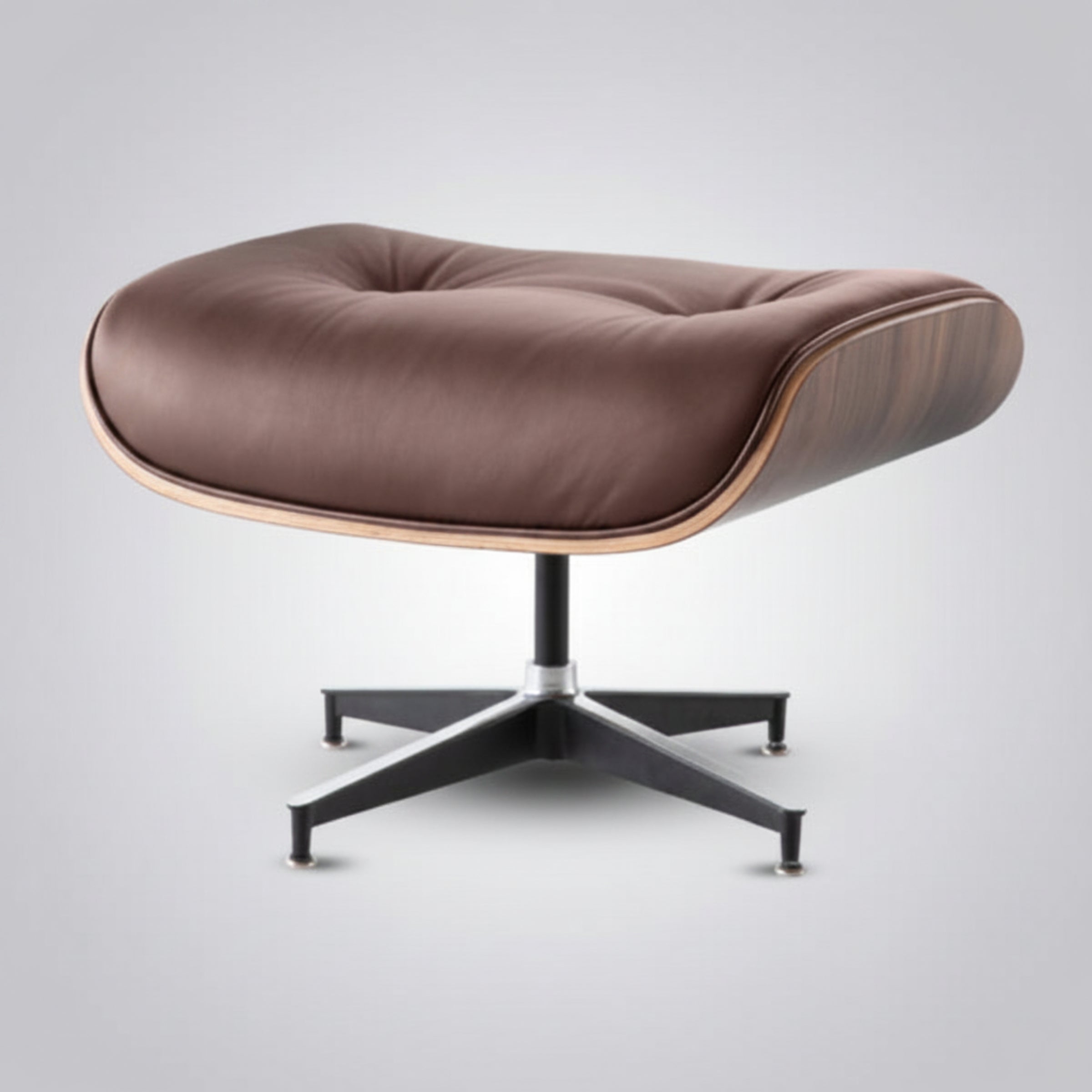 Charles Eames Inspired Mid-Century Lounge Chair & Ottoman Set in Italian Leather Walnut Wood - Aura Furnitures