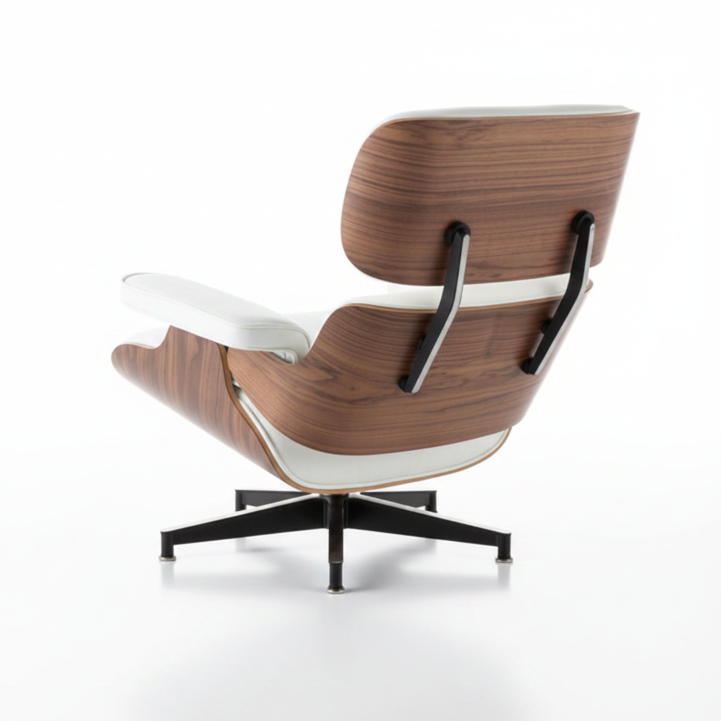 Charles Eames Inspired Mid-Century Lounge Chair & Ottoman Set in Italian Leather Walnut Wood - Aura Furnitures