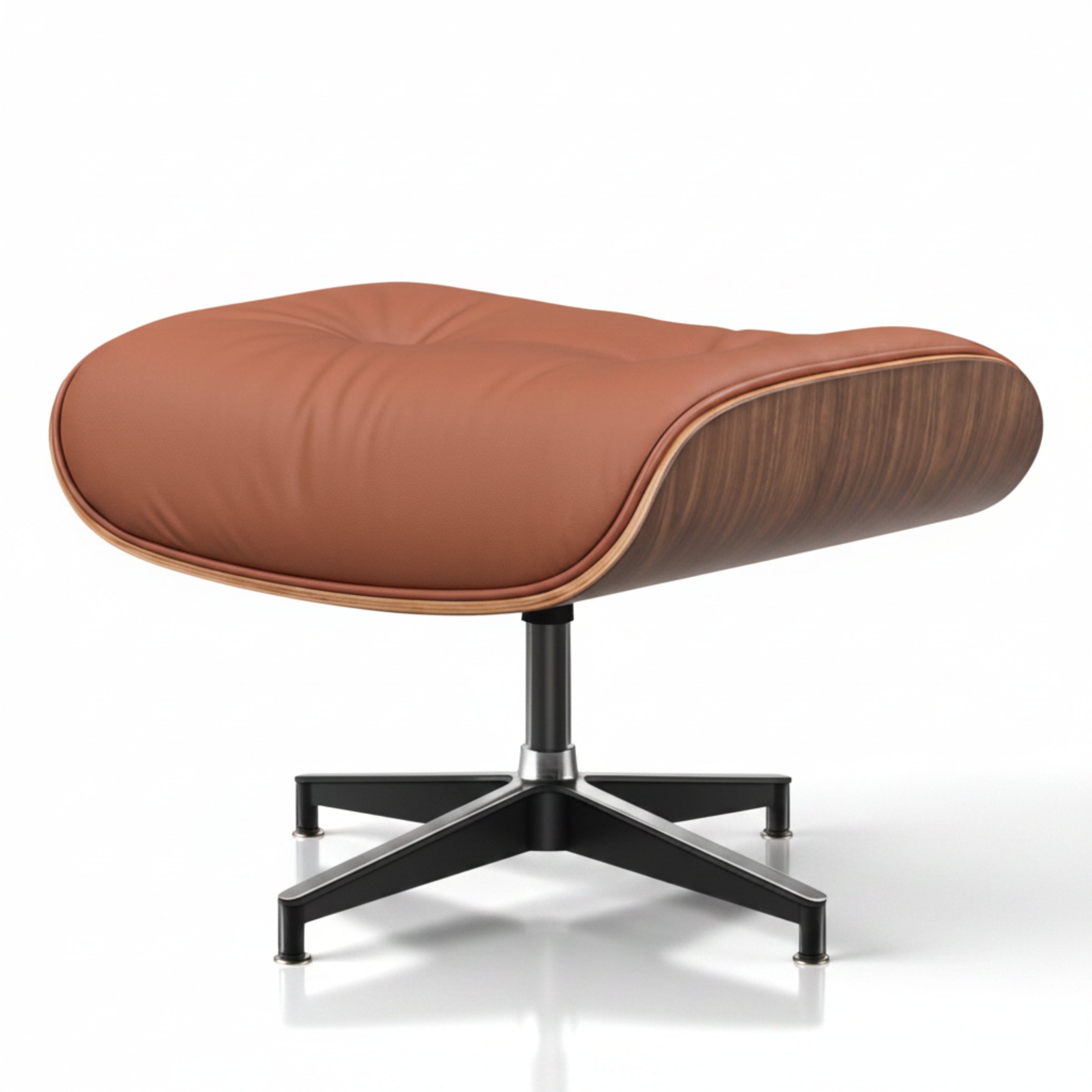 Charles Eames Inspired Mid-Century Lounge Chair & Ottoman Set in Italian Leather Walnut Wood - Aura Furnitures