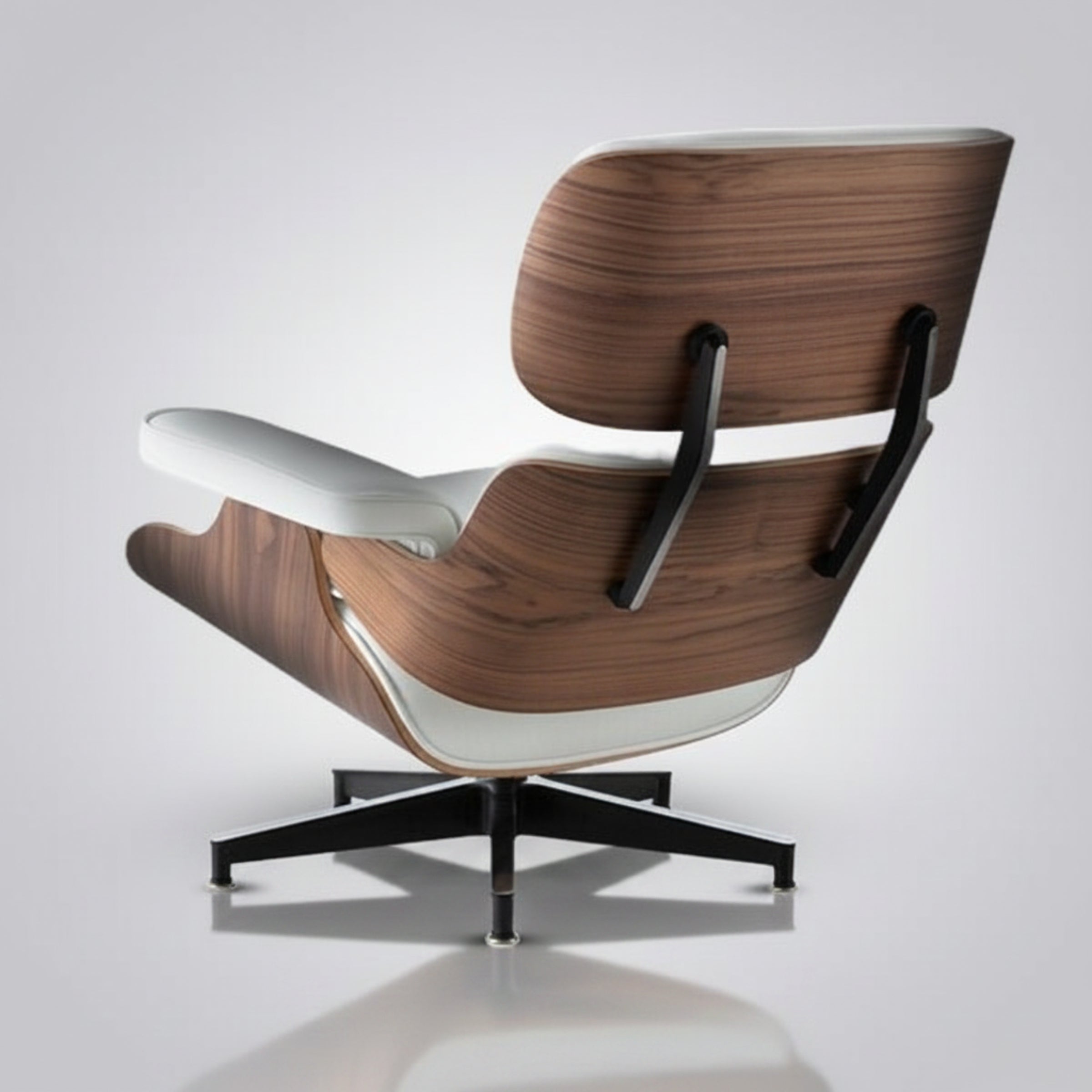 Charles Eames Inspired Mid-Century Iconic Lounge Chair & Ottoman - Walnut Wood & Chocolate Brown - Aura Furnitures