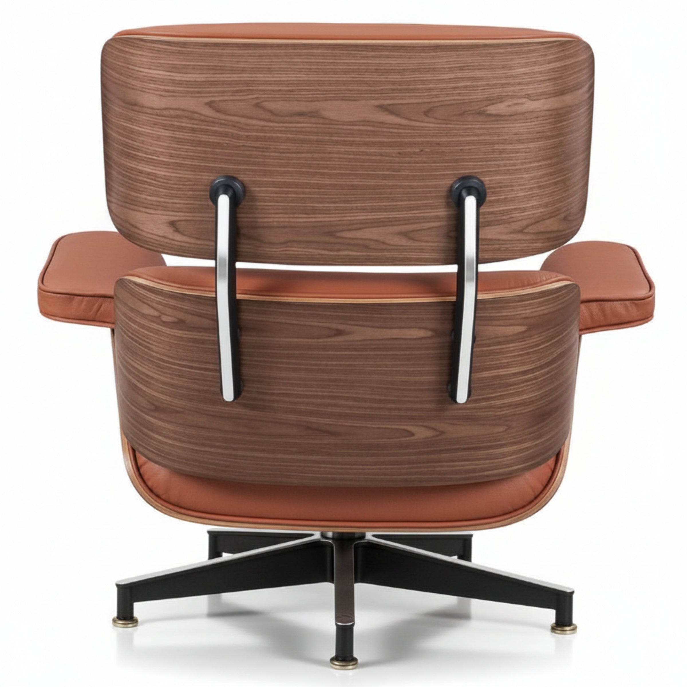Charles Eames Inspired Mid-Century Iconic Lounge Chair & Ottoman - Walnut Wood & Chocolate Brown - Aura Furnitures