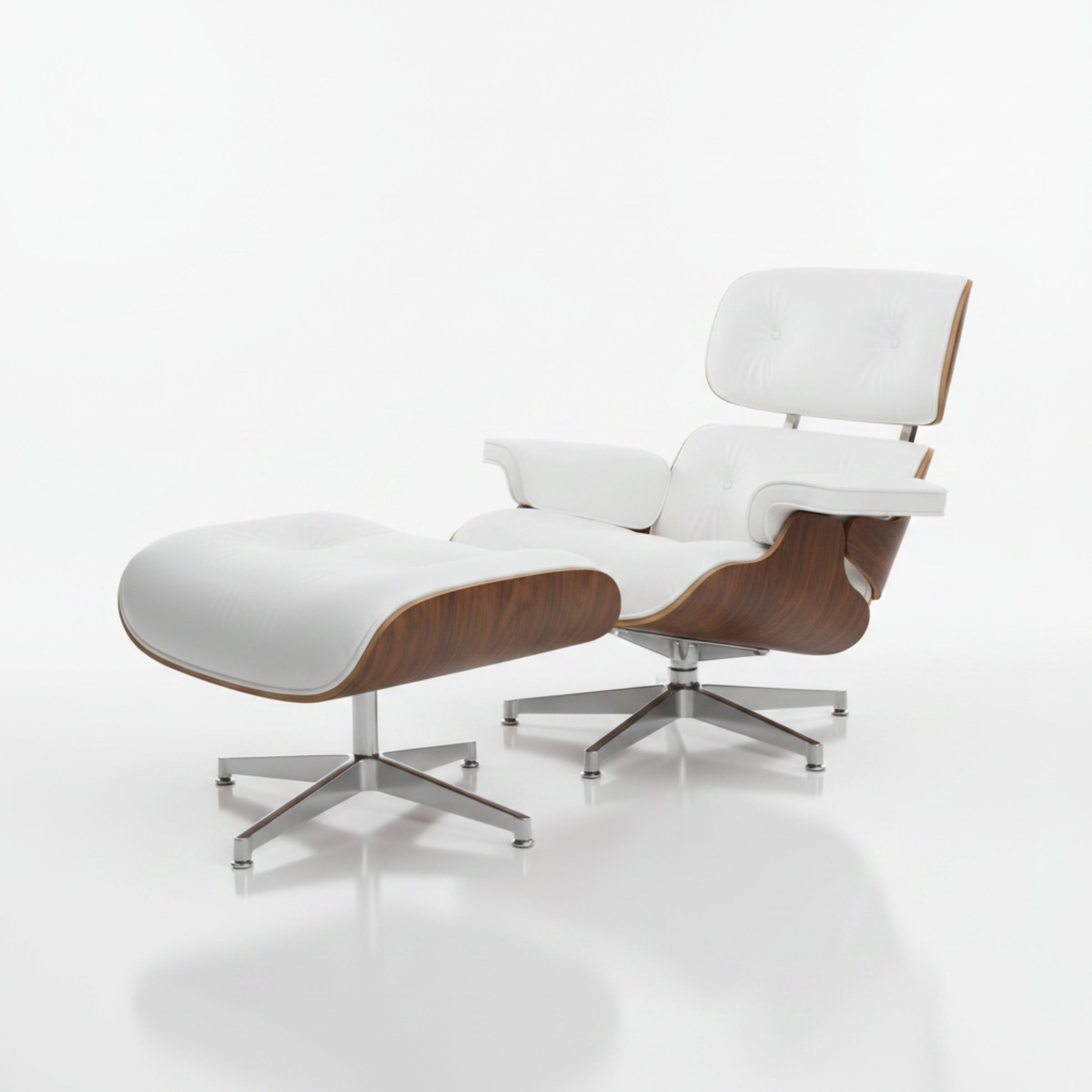 Charles Eames Inspired Mid-Century Iconic Lounge Chair & Ottoman - Walnut Wood & Chocolate Brown - Aura Furnitures