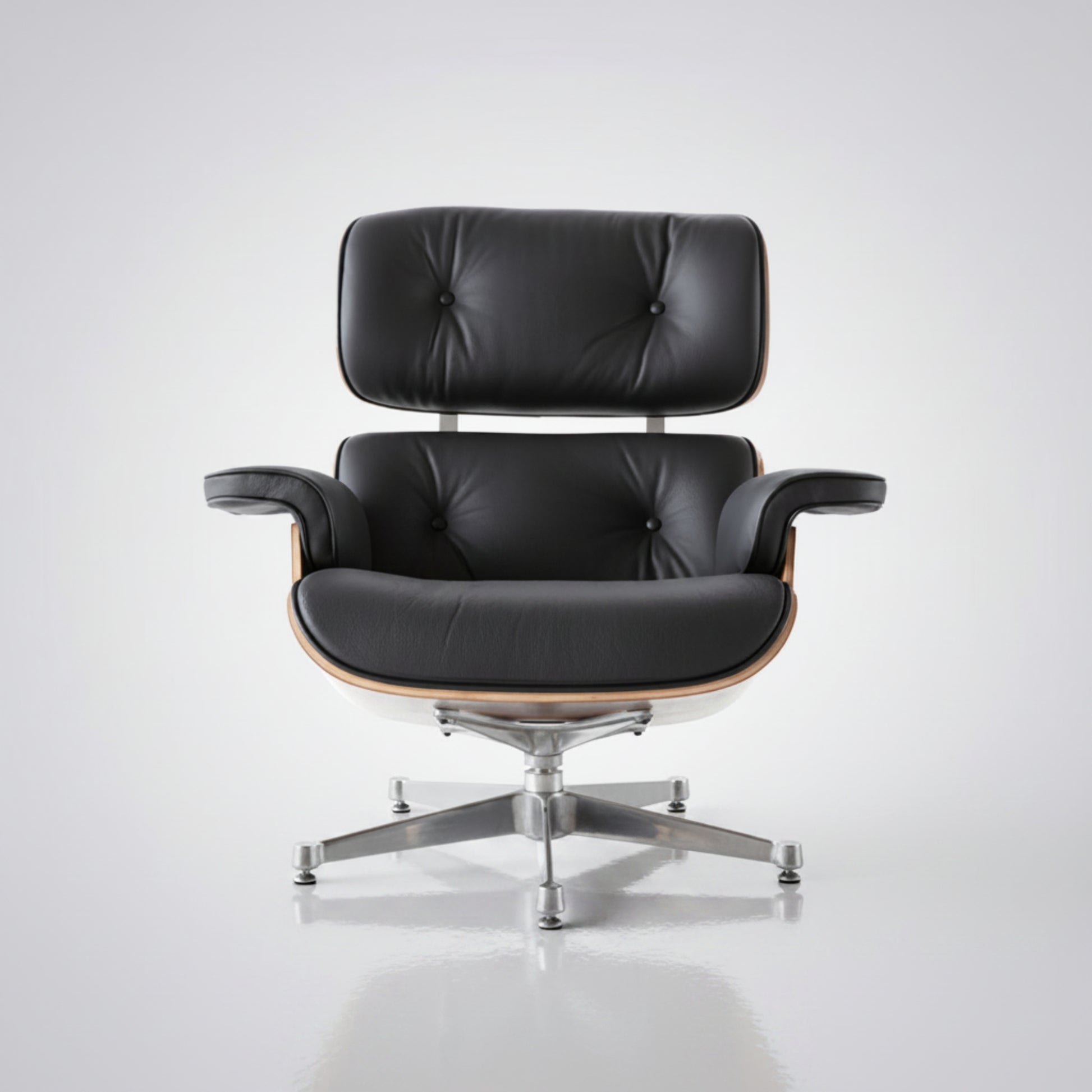 Charles Eames Inspired Mid-Century Iconic Lounge Chair & Ottoman - Walnut Wood & Chocolate Brown - Aura Furnitures