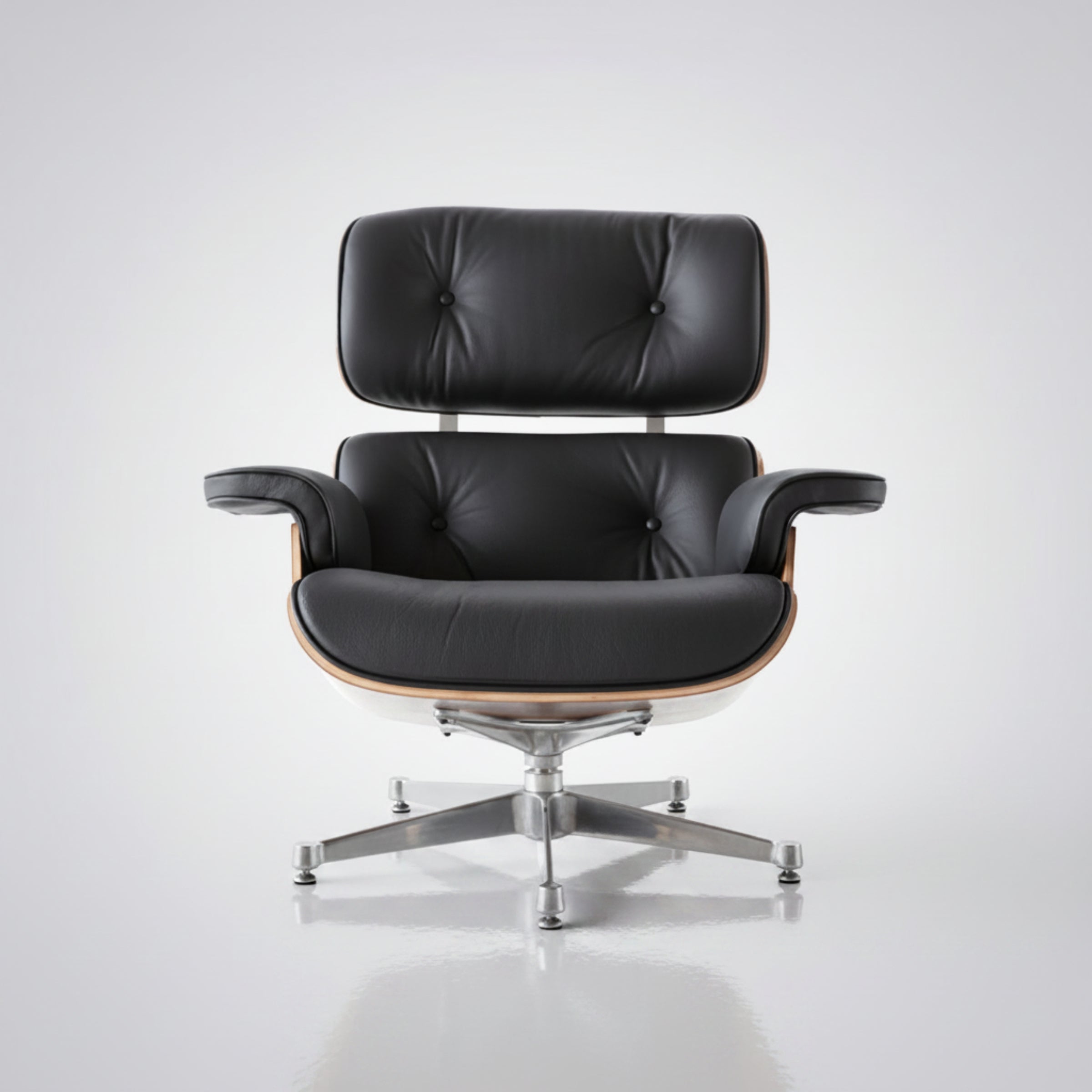 Charles Eames Inspired Mid-Century Iconic Lounge Chair & Ottoman - Walnut Wood & Chocolate Brown - Aura Furnitures